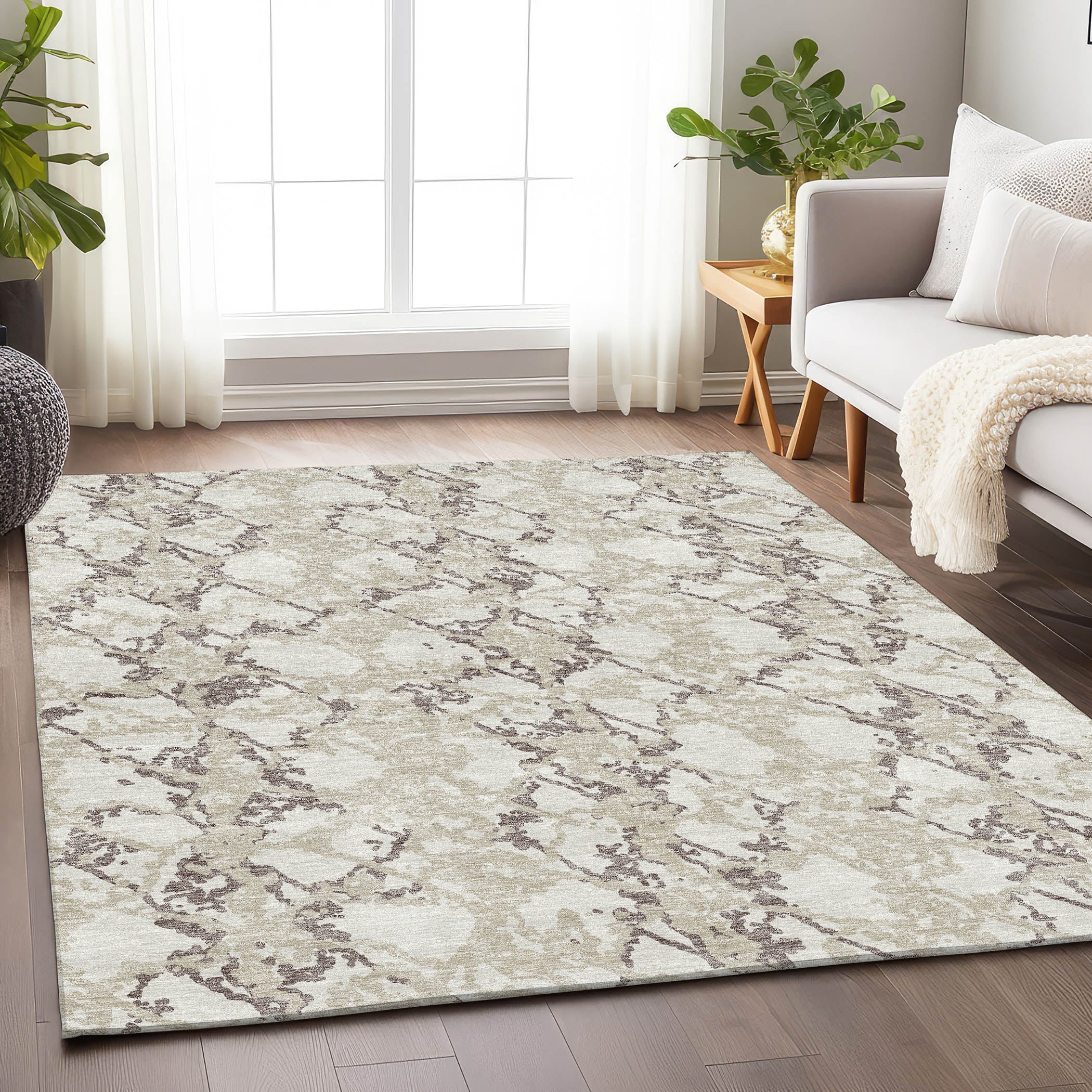 Bern Machine Washable Transitional Ivory Rug 2'6" x 3'10" #shape_Rectangle