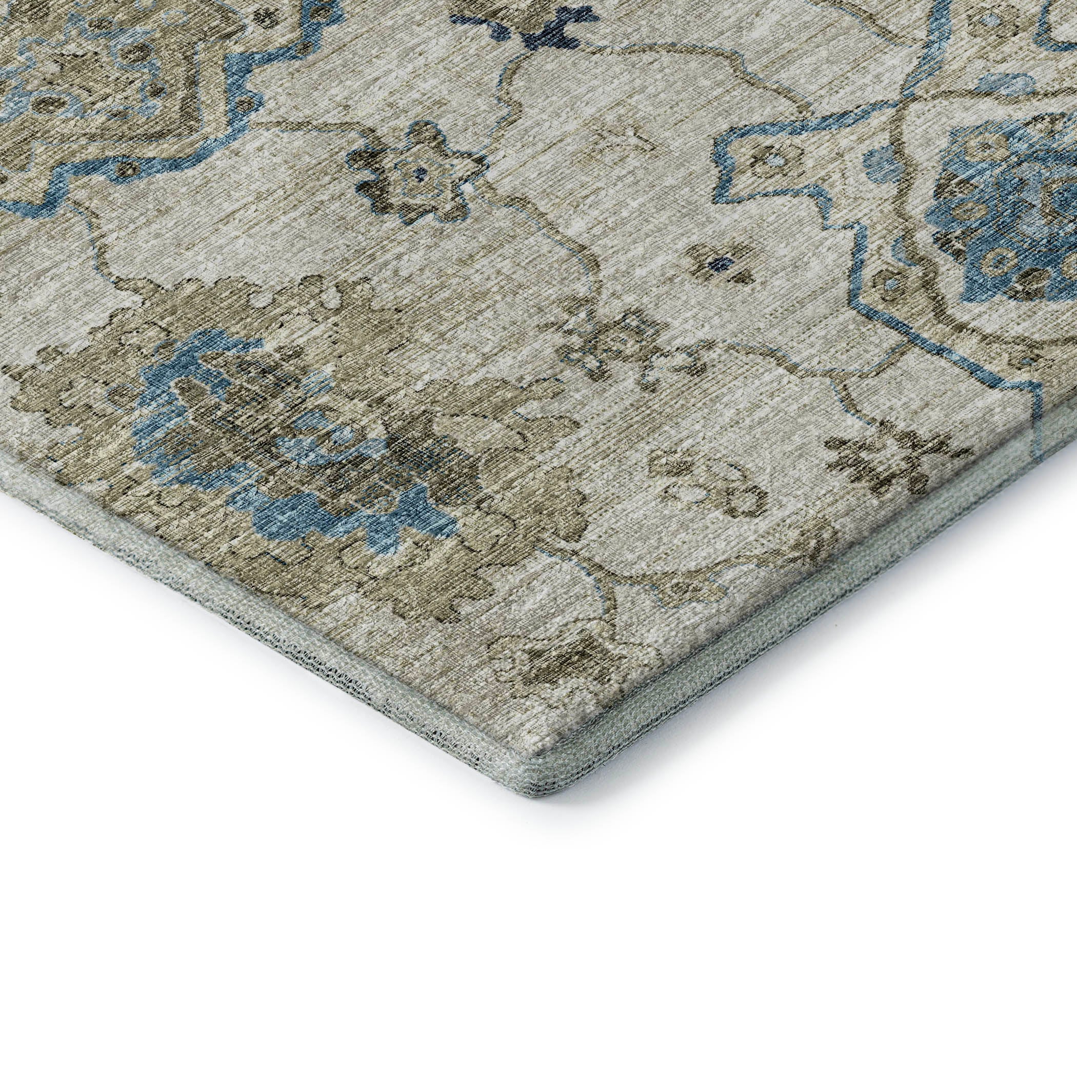Sarajevo Machine Washable Traditional Blue Rug 1'8" x 2'6" #shape_Rectangle