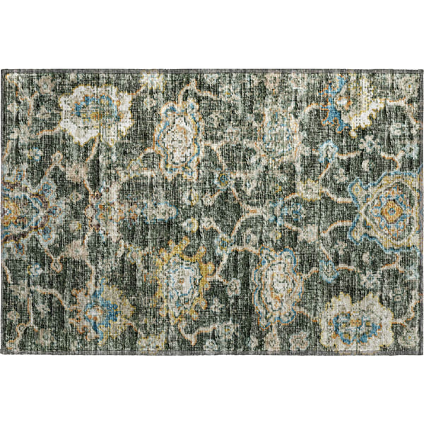Sarajevo Machine Washable Traditional Forest Green Rug 1'8" x 2'6"