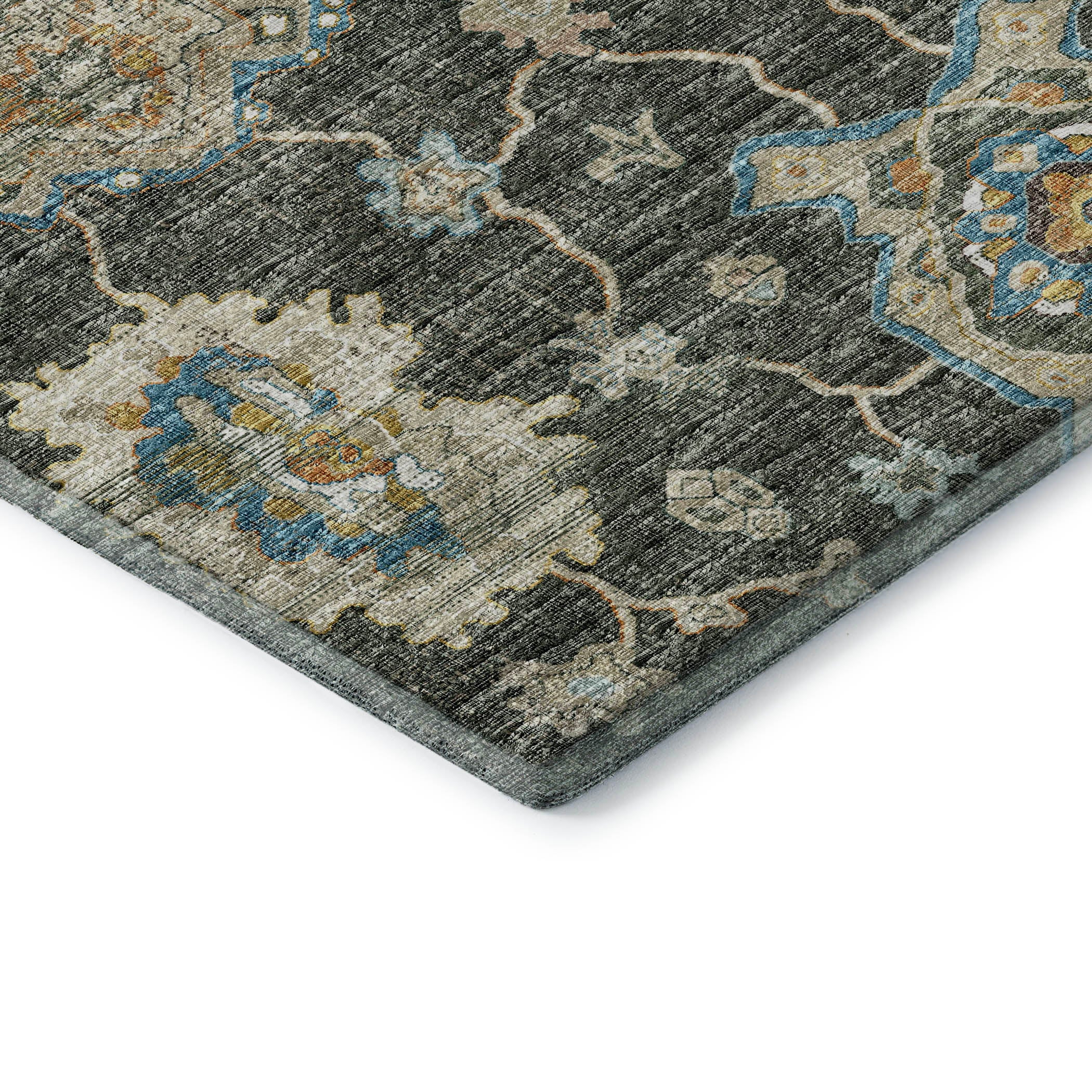 Sarajevo Machine Washable Traditional Forest Green Rug 1'8" x 2'6" #shape_Rectangle