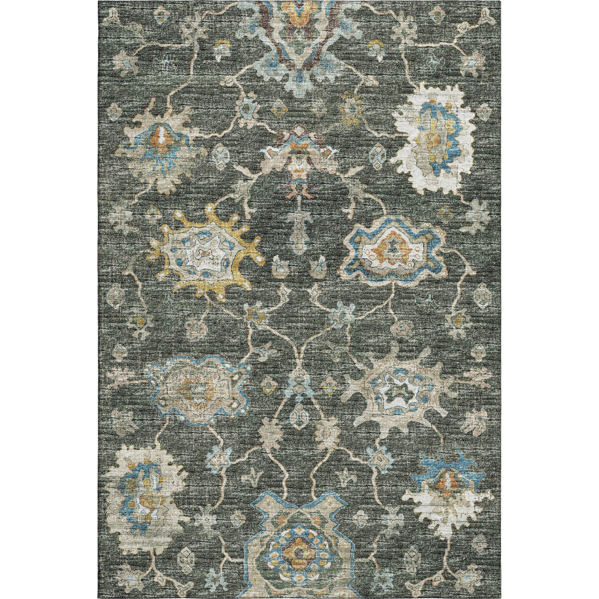 Sarajevo Machine Washable Traditional Forest Green Rug 2'6" x 3'10" #shape_Rectangle
