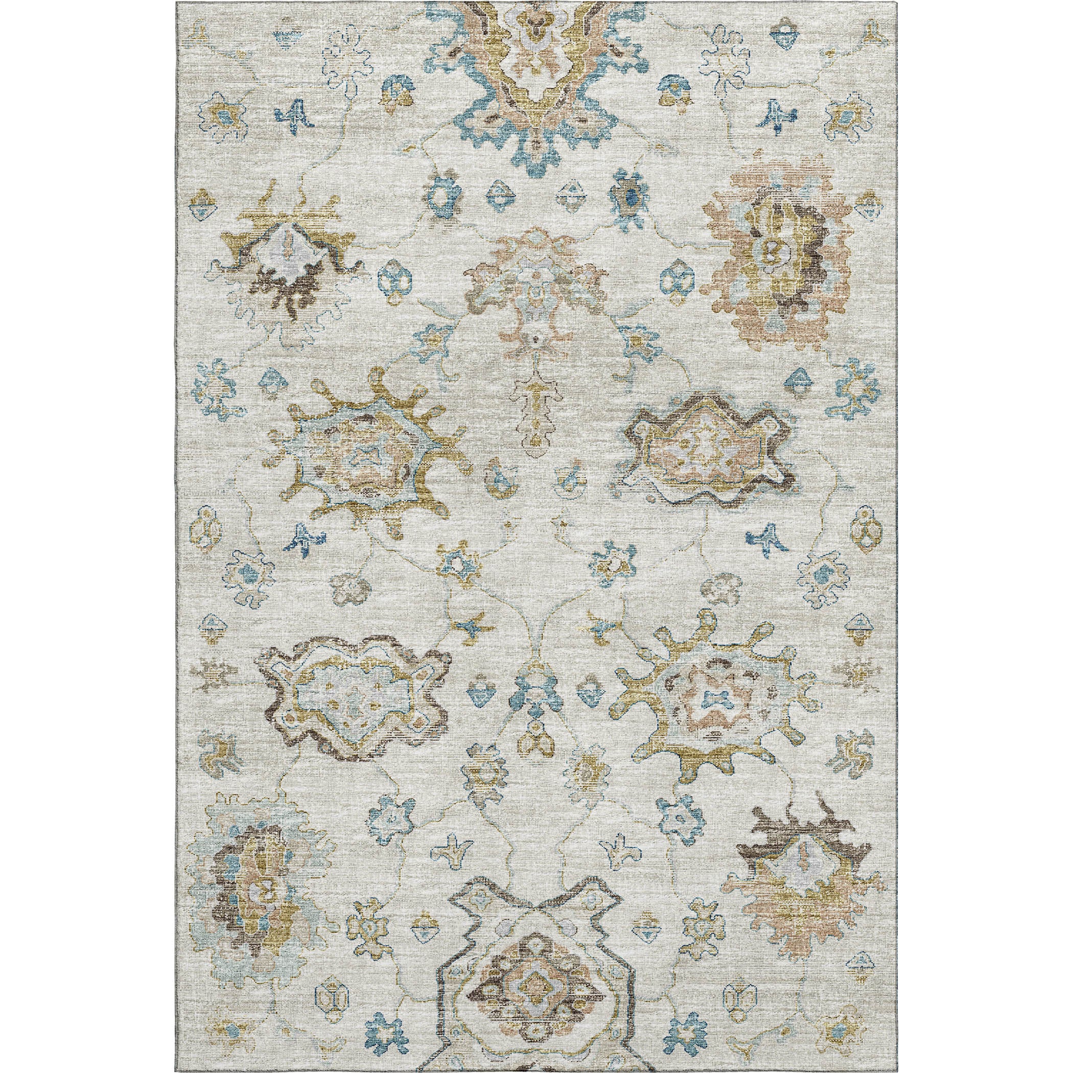Sarajevo Machine Washable Traditional Linen Blue Rug 2'6" x 3'10" #shape_Rectangle