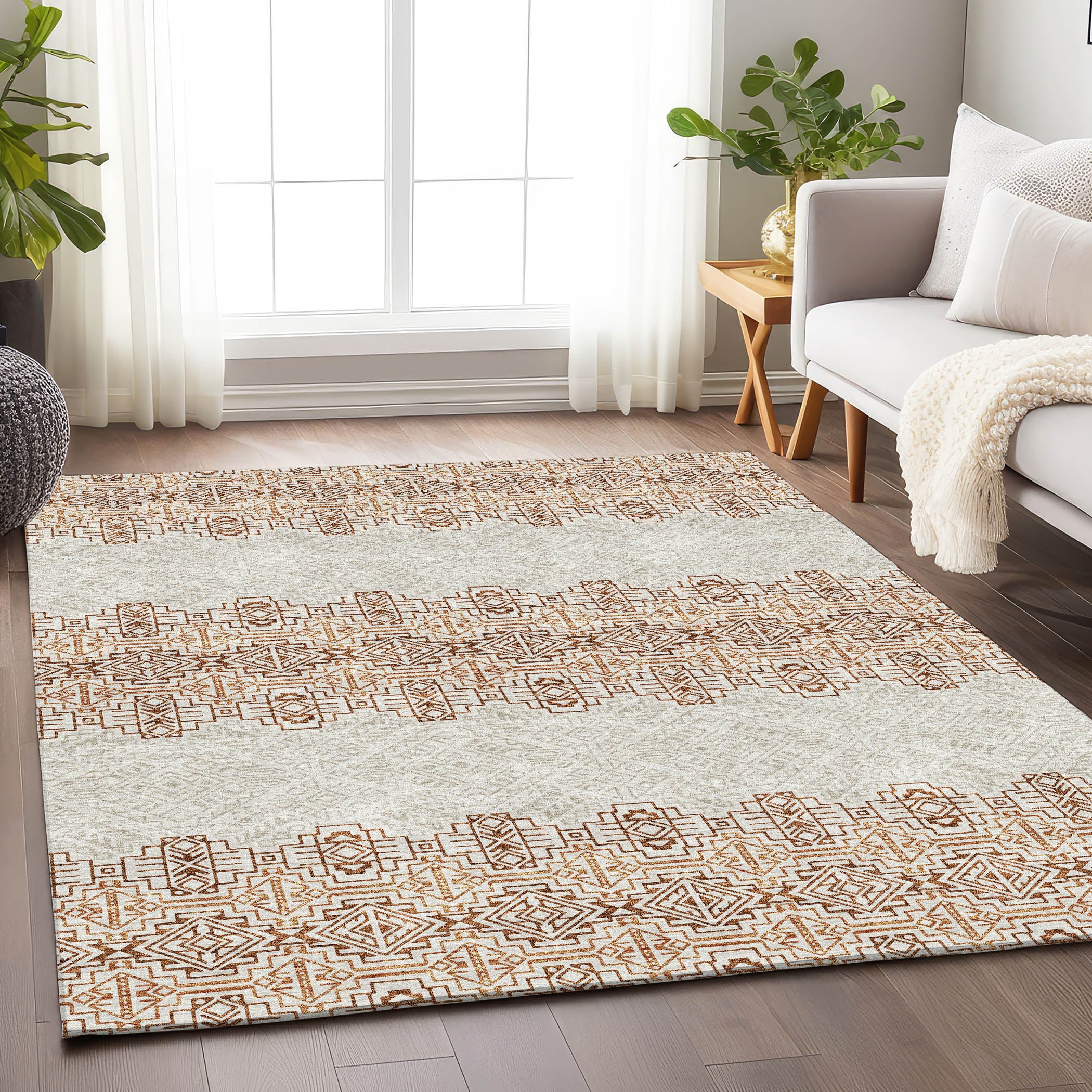 Kotor Machine Washable Transitional Paprika Orange Rug 2'6" x 3'10" #shape_Rectangle