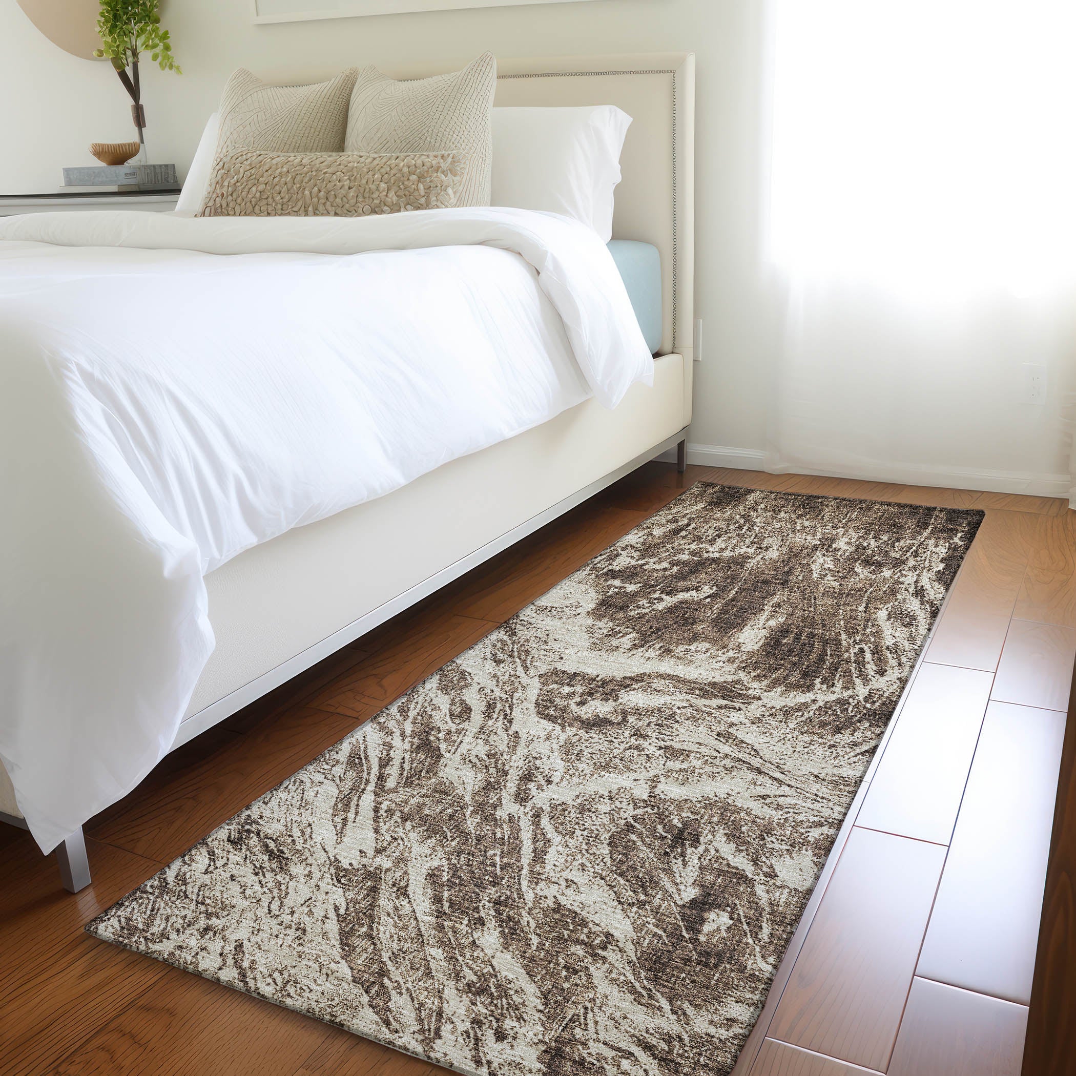 Oaxaca Machine Washable Transitional Brown Rug 2'3" x 7'6" #shape_Runner