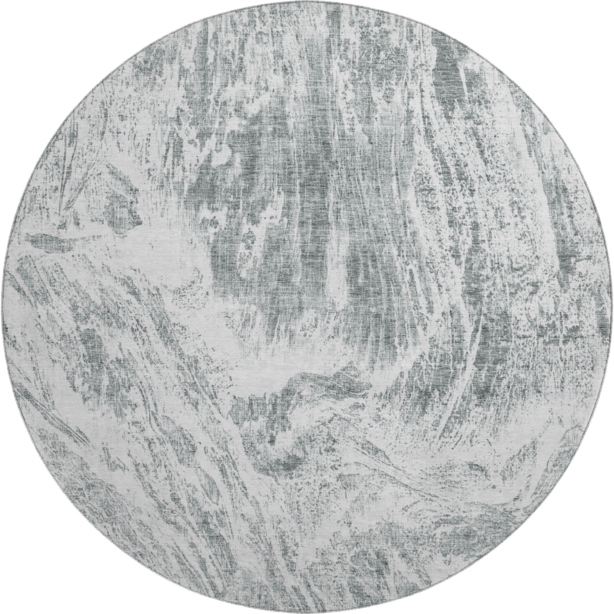Oaxaca Machine Washable Transitional Gray Rug 8' x 8' #shape_Round