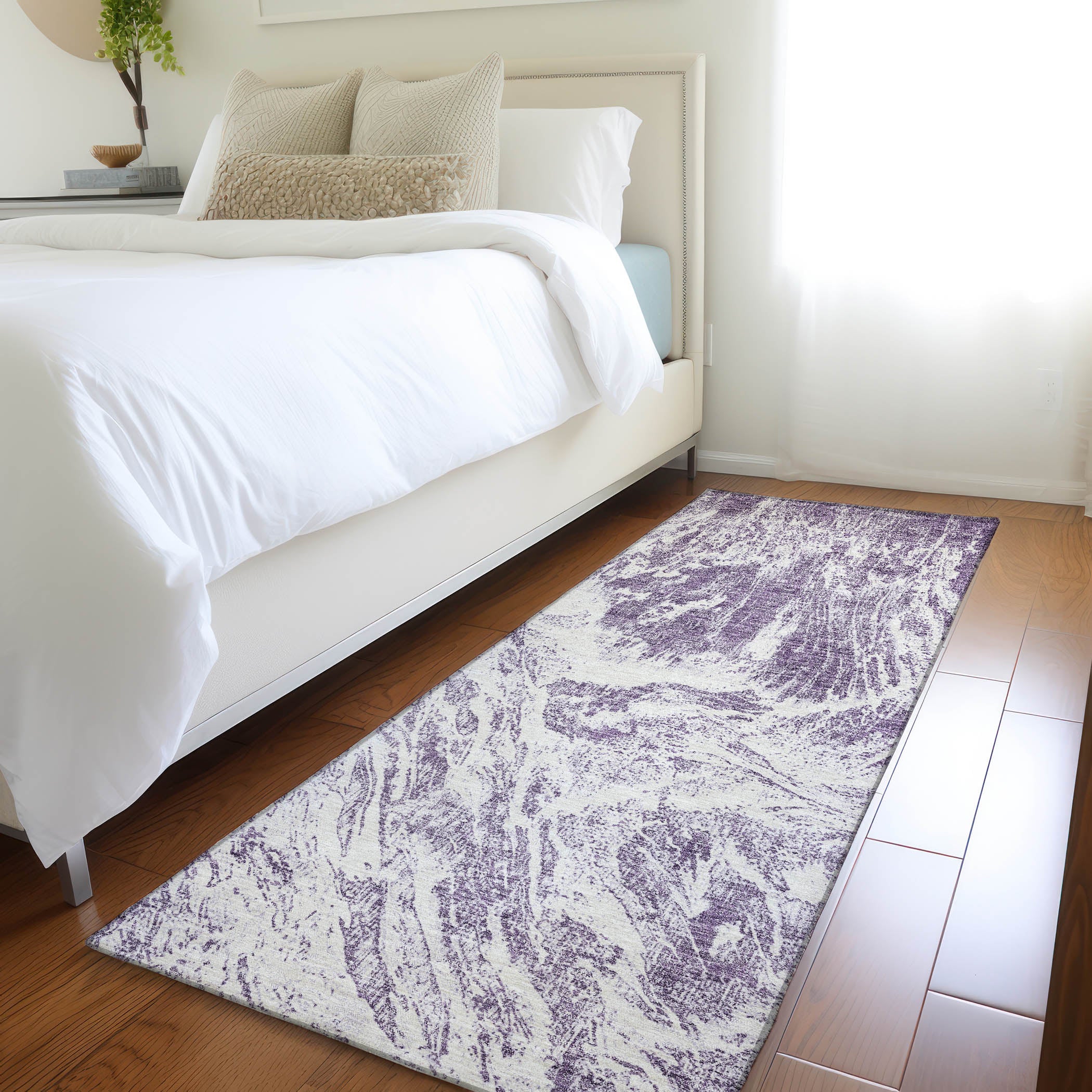 Oaxaca Machine Washable Transitional Purple Rug 2'3" x 7'6" #shape_Runner