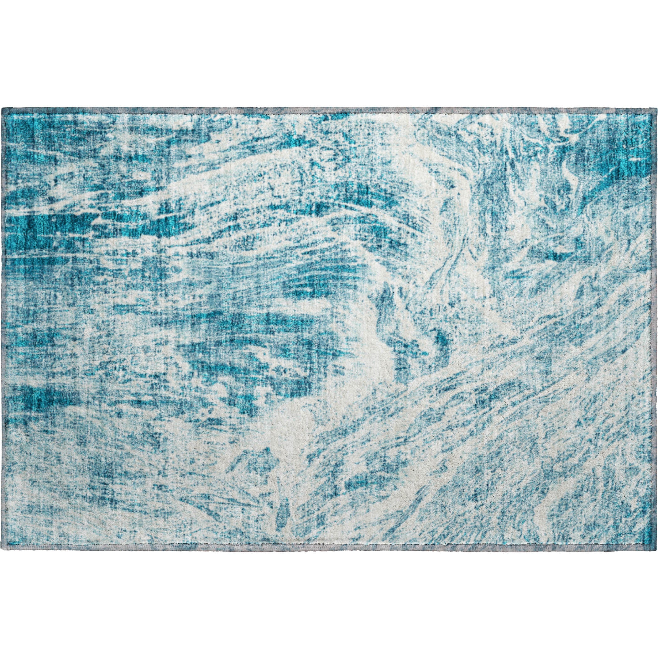 Oaxaca Machine Washable Transitional Teal Rug 1'8" x 2'6" #shape_Rectangle