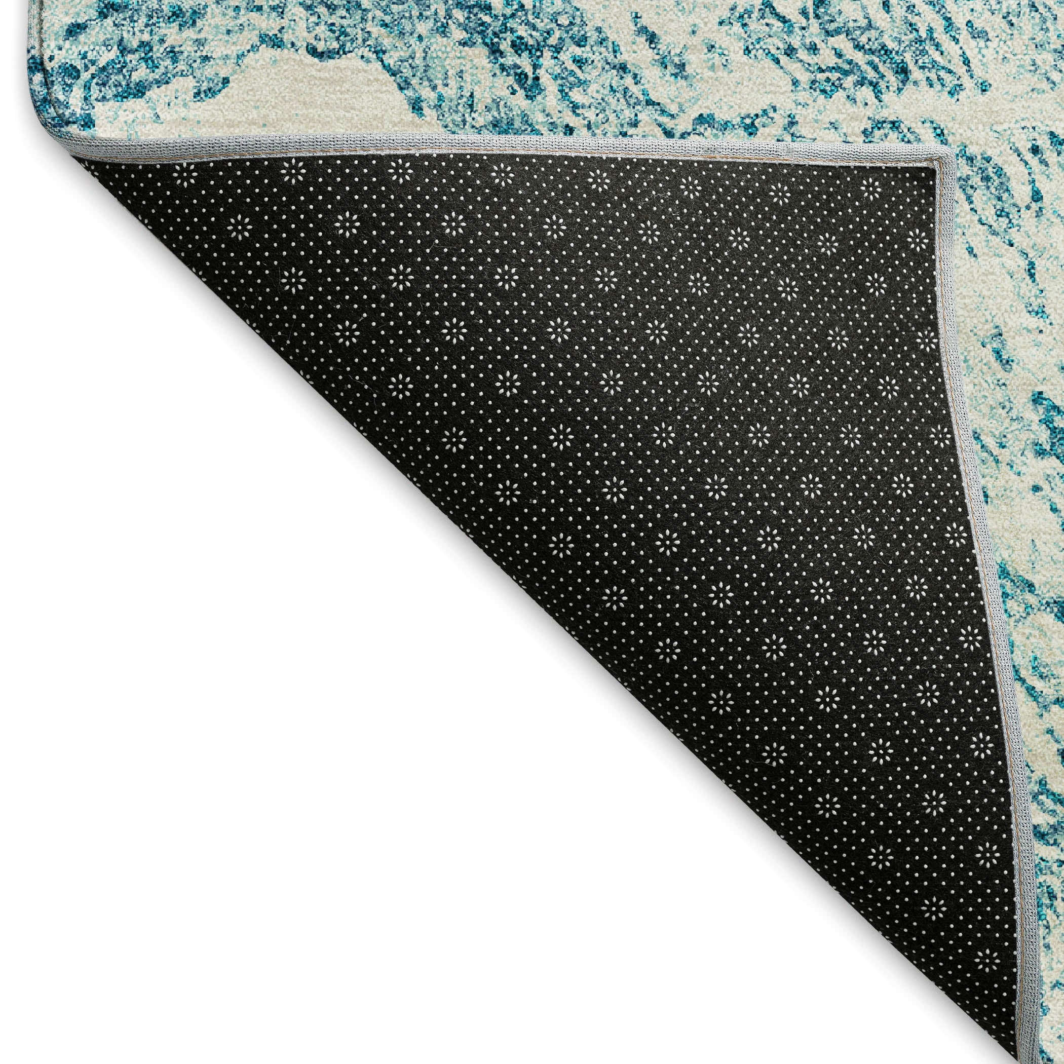 Oaxaca Machine Washable Transitional Teal Rug 1'8" x 2'6" #shape_Rectangle