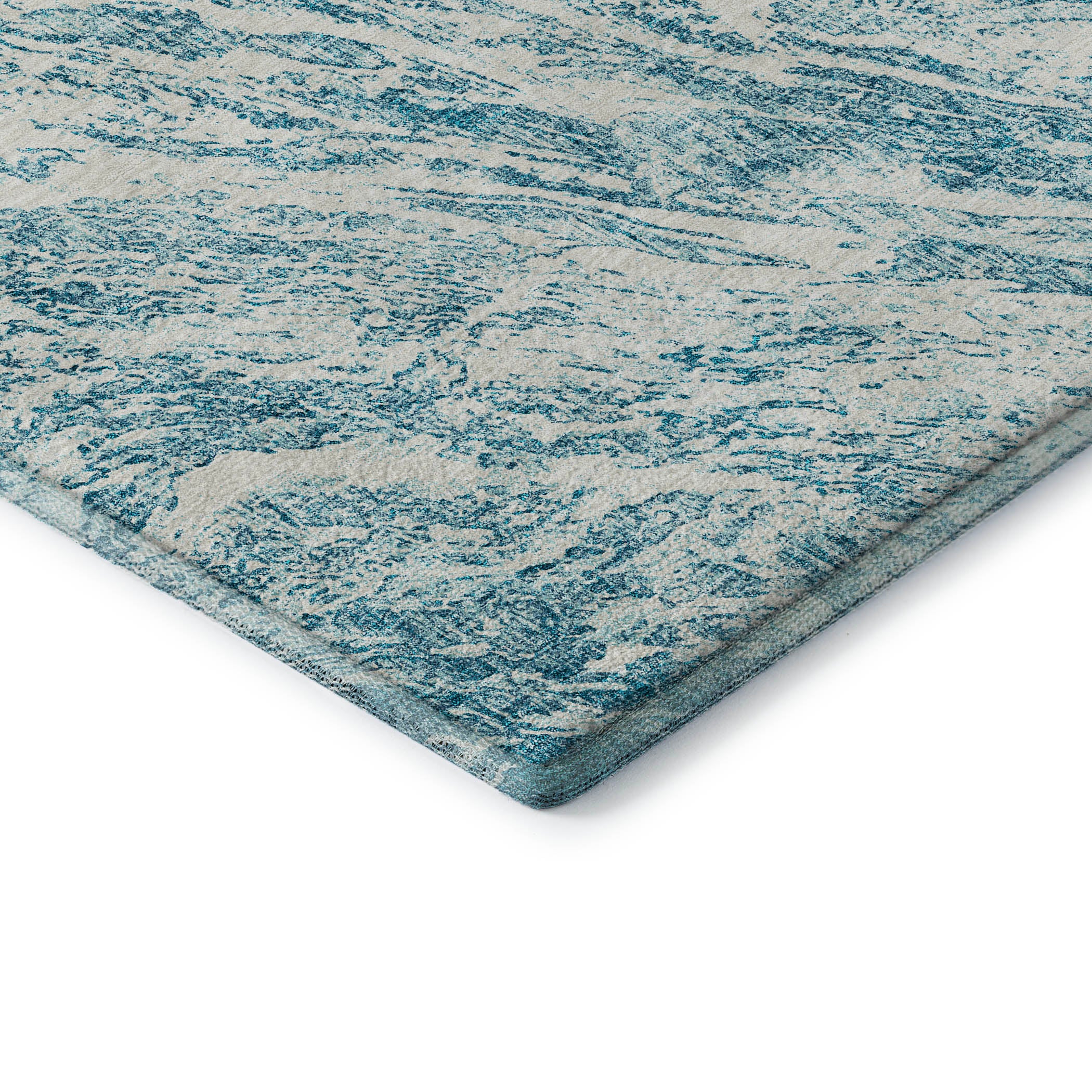 Oaxaca Machine Washable Transitional Teal Rug 1'8" x 2'6" #shape_Rectangle