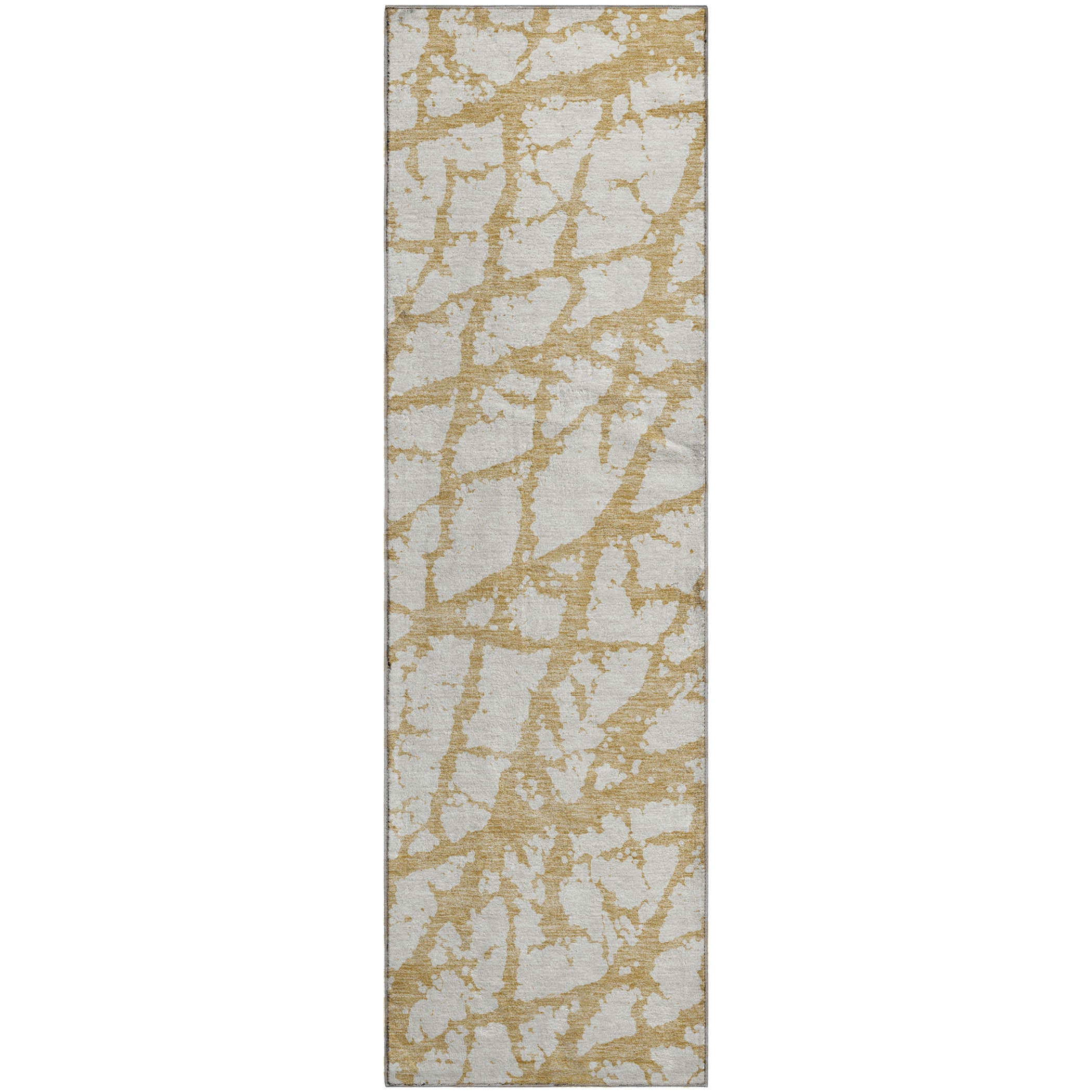 Queenstown Machine Washable Transitional Gold Rug 2'3" x 7'6" #shape_Runner