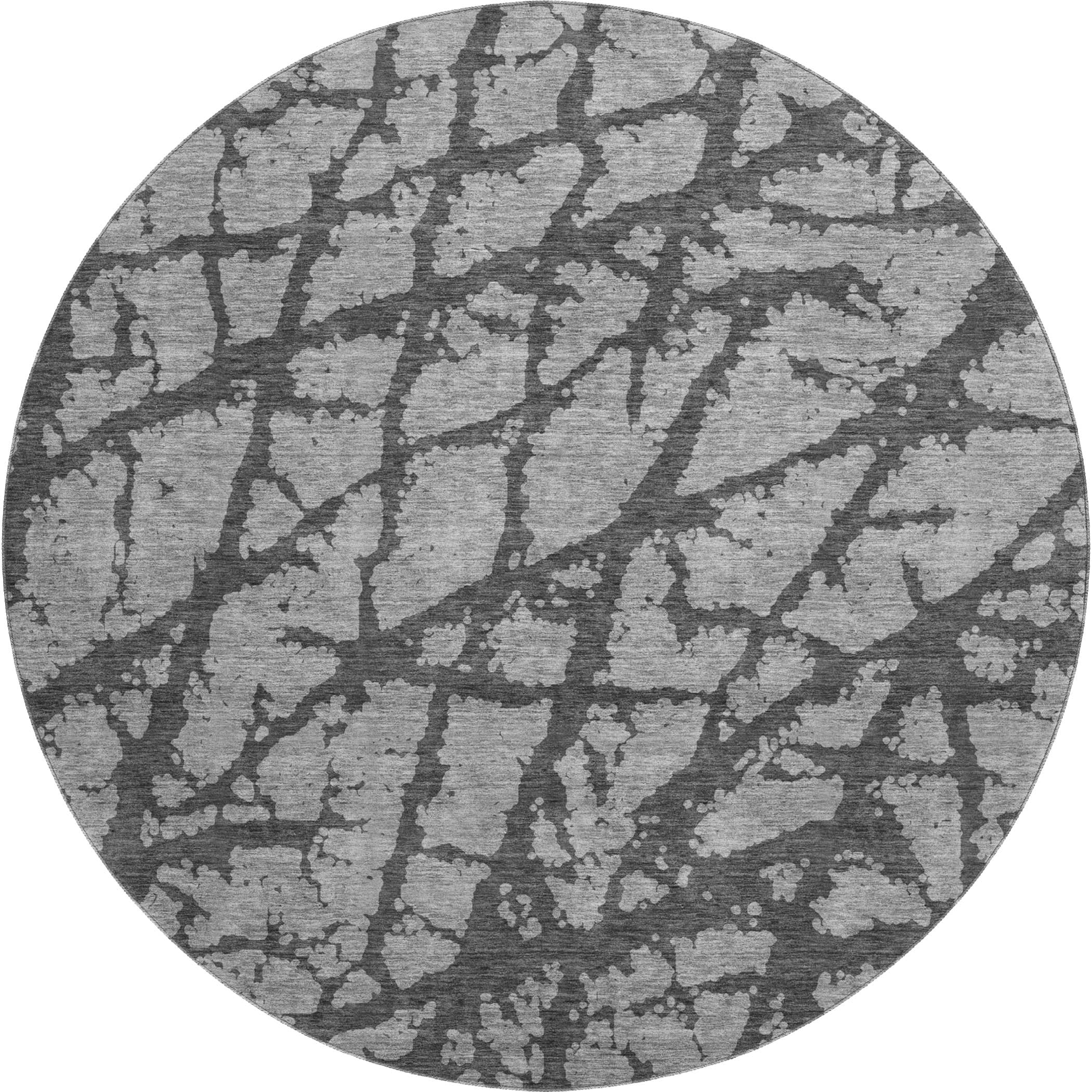 Queenstown Machine Washable Transitional Gray Rug 8' x 8' #shape_Round