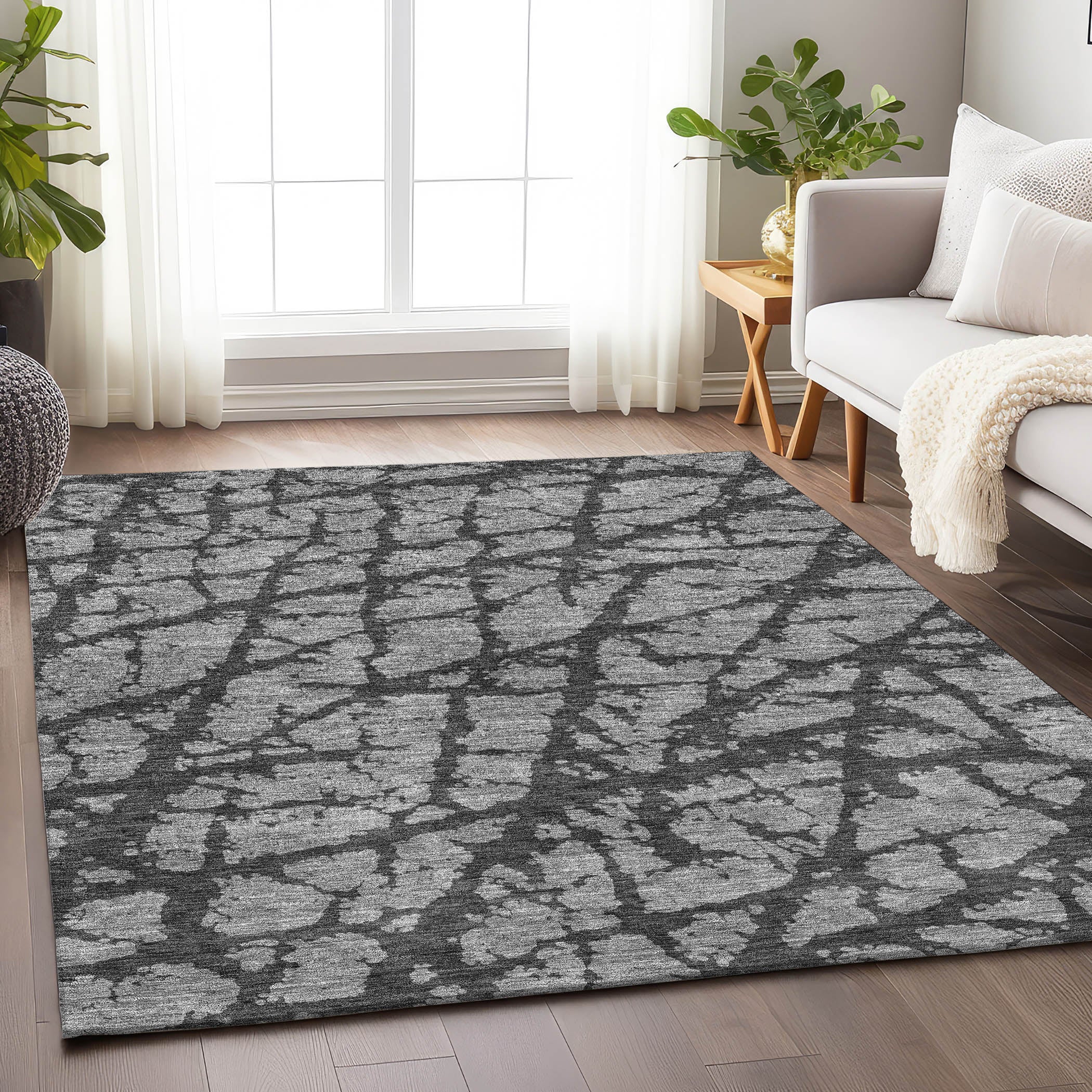 Queenstown Machine Washable Transitional Gray Rug 2'6" x 3'10" #shape_Rectangle