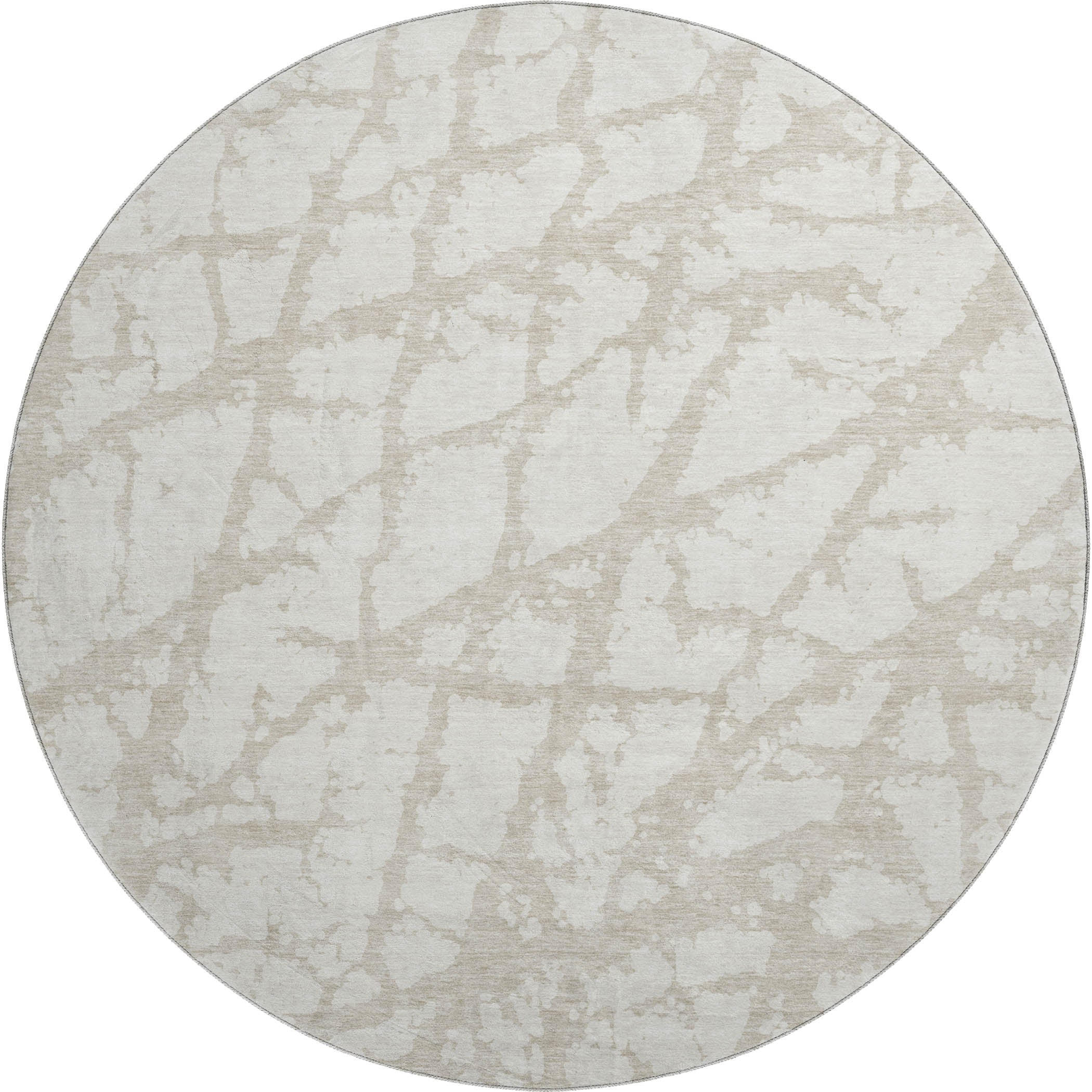 Queenstown Machine Washable Transitional Ivory Rug 8' x 8' #shape_Round