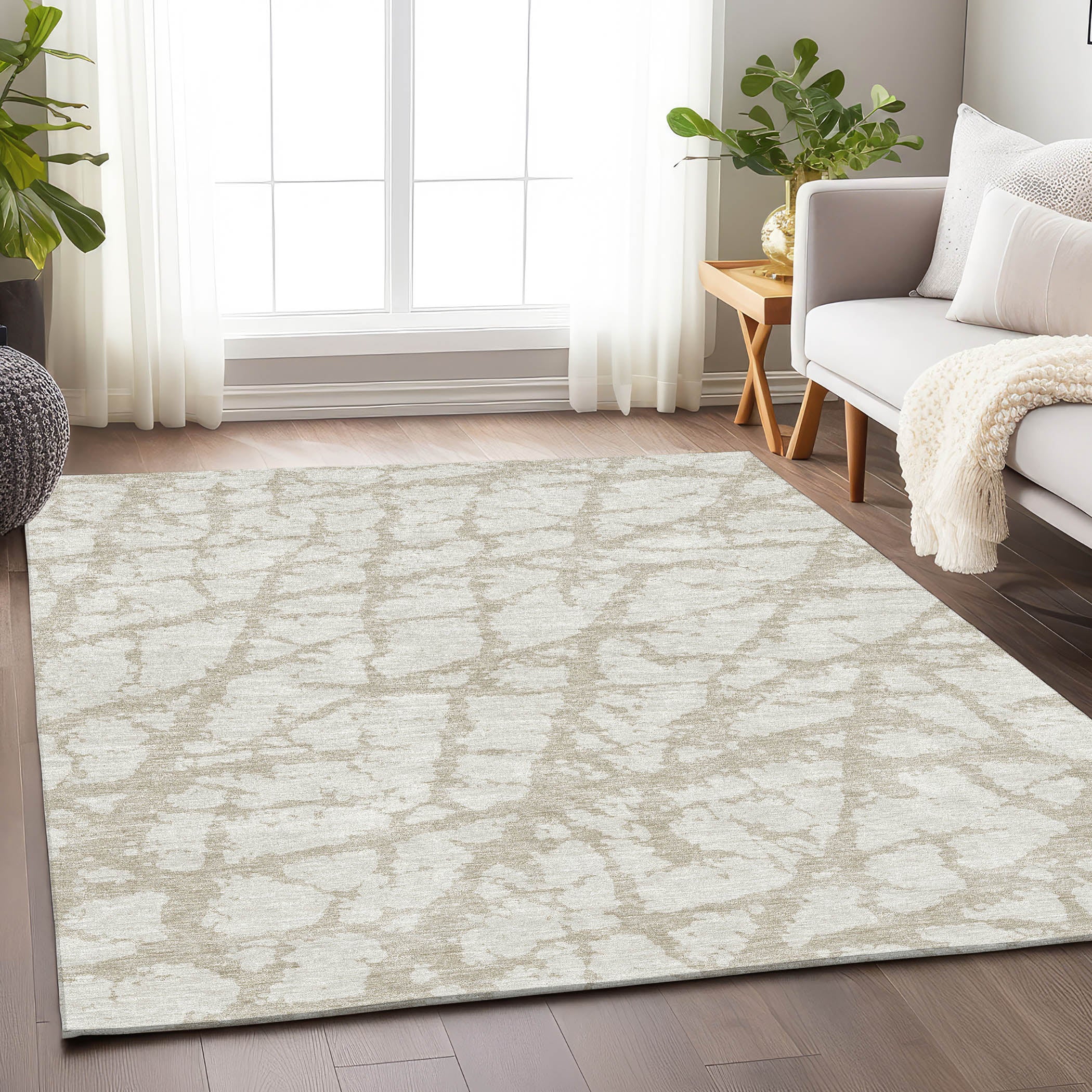Queenstown Machine Washable Transitional Ivory Rug 2'6" x 3'10" #shape_Rectangle