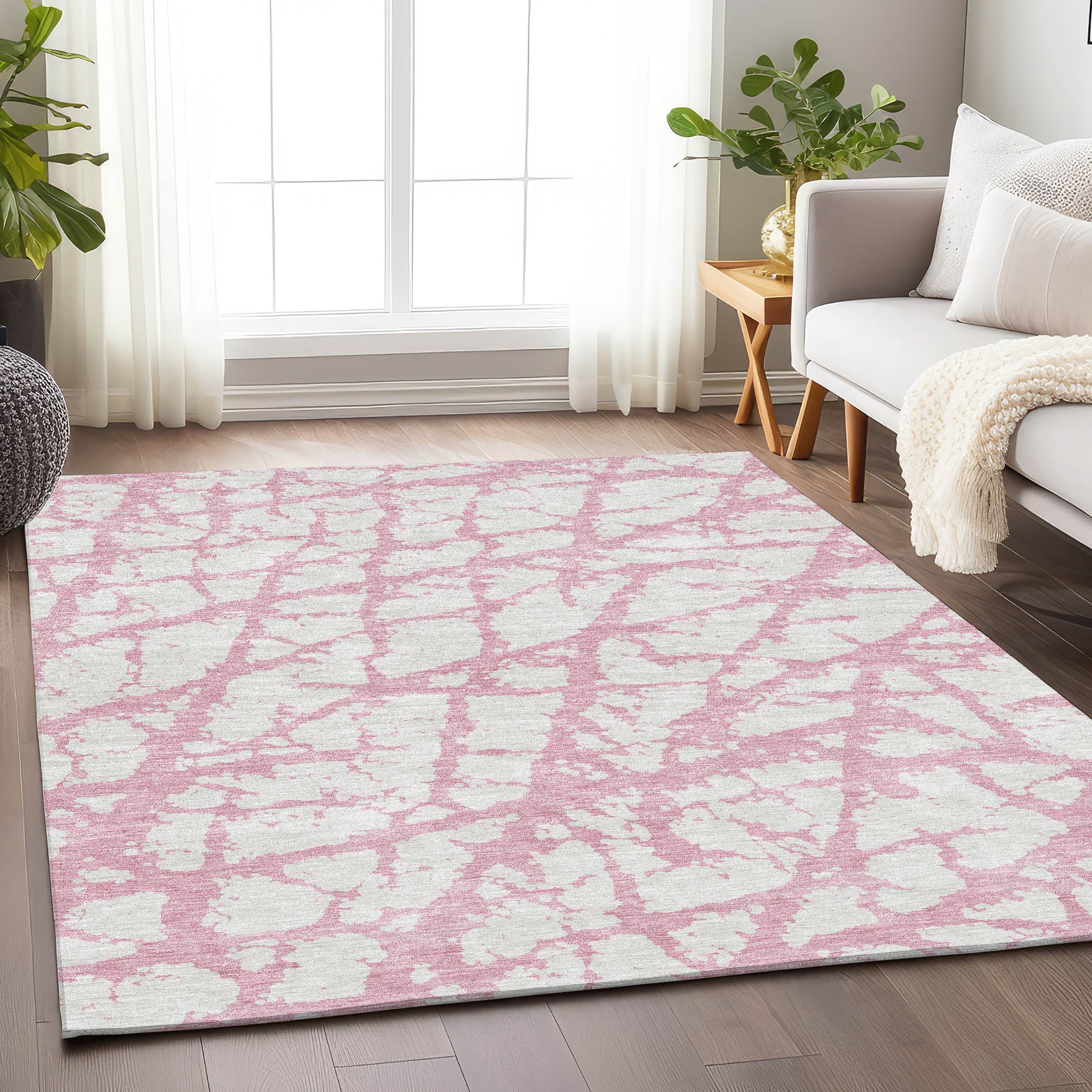 Queenstown Machine Washable Transitional Pink Rug 2'6" x 3'10" #shape_Rectangle