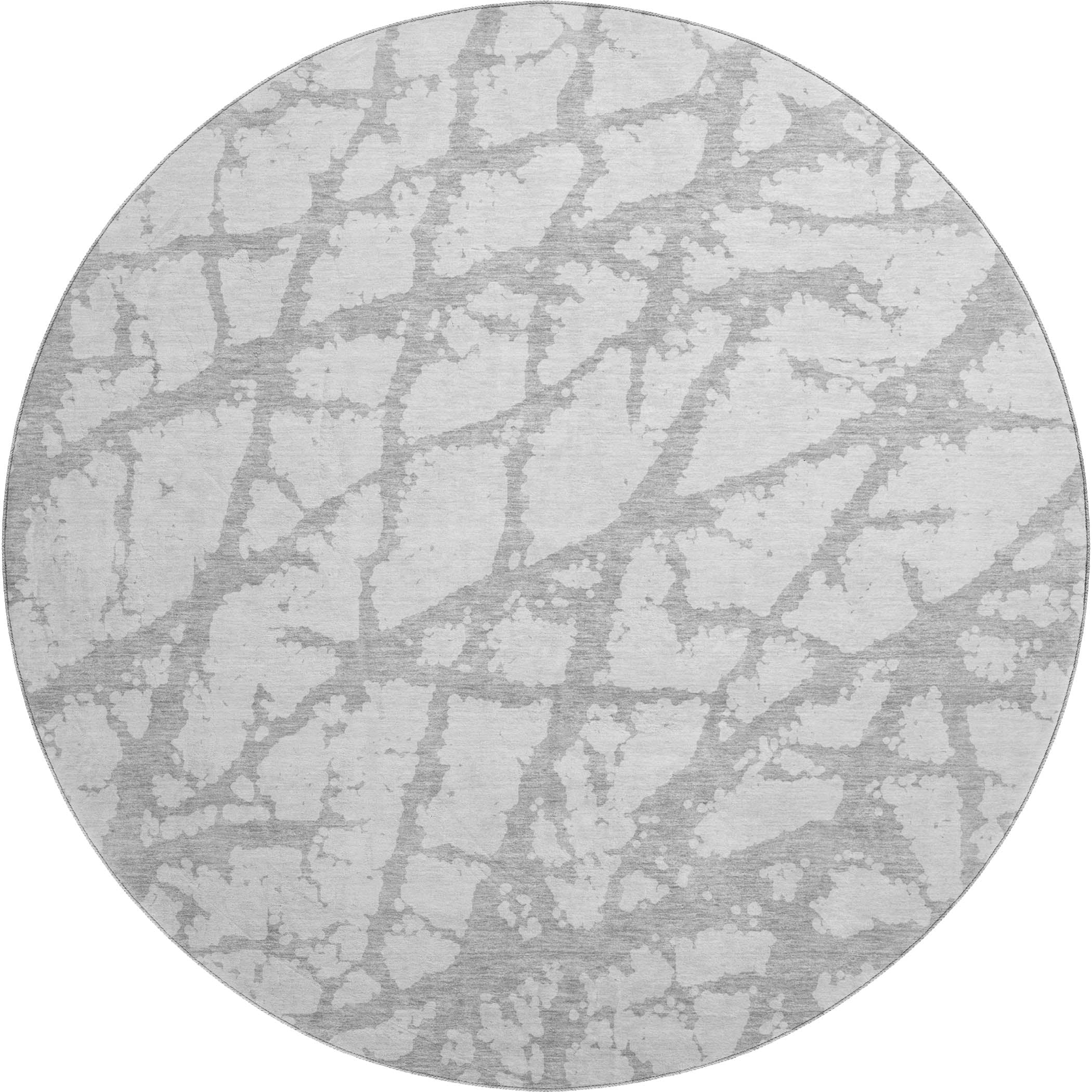 Queenstown Machine Washable Transitional Silver Gray Rug 8' x 8' #shape_Round