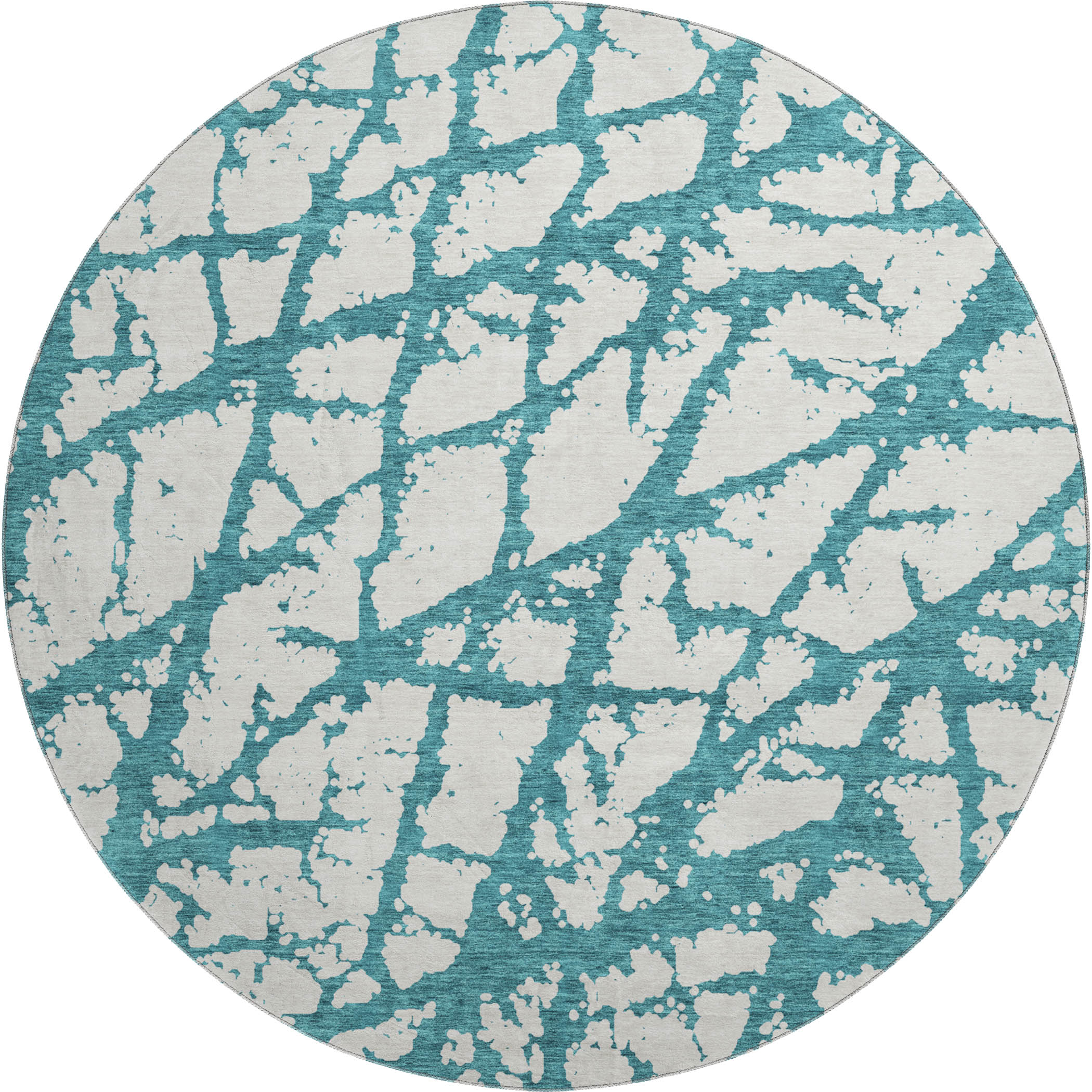 Queenstown Machine Washable Transitional Teal Rug 8' x 8' #shape_Round