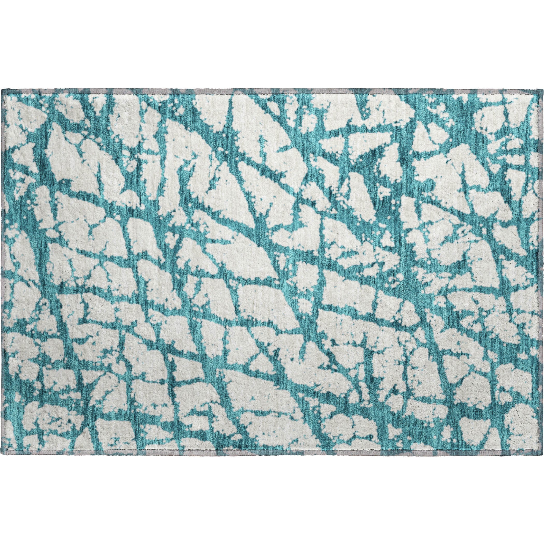 Queenstown Machine Washable Transitional Teal Rug 1'8" x 2'6" #shape_Rectangle