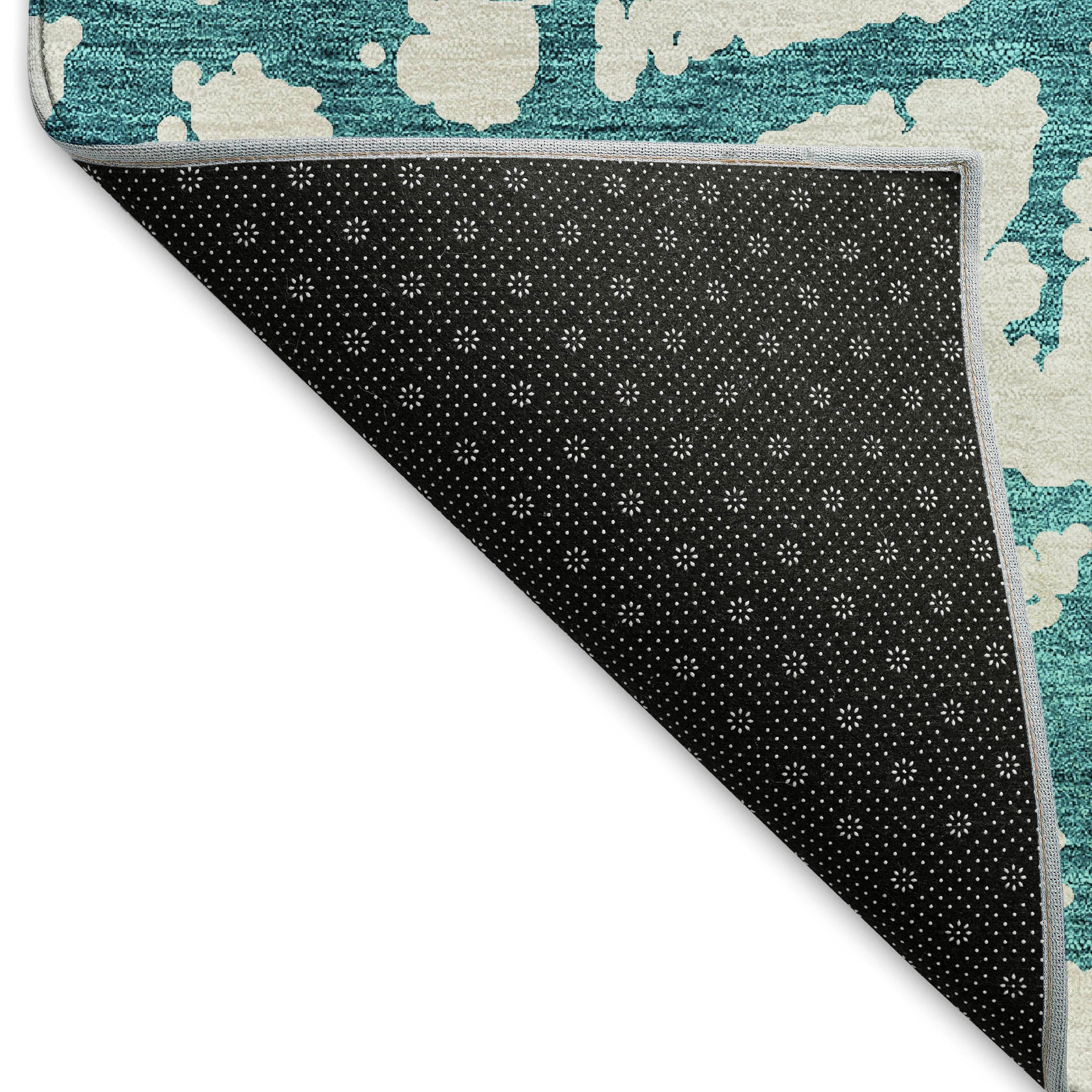 Queenstown Machine Washable Transitional Teal Rug 1'8" x 2'6" #shape_Rectangle