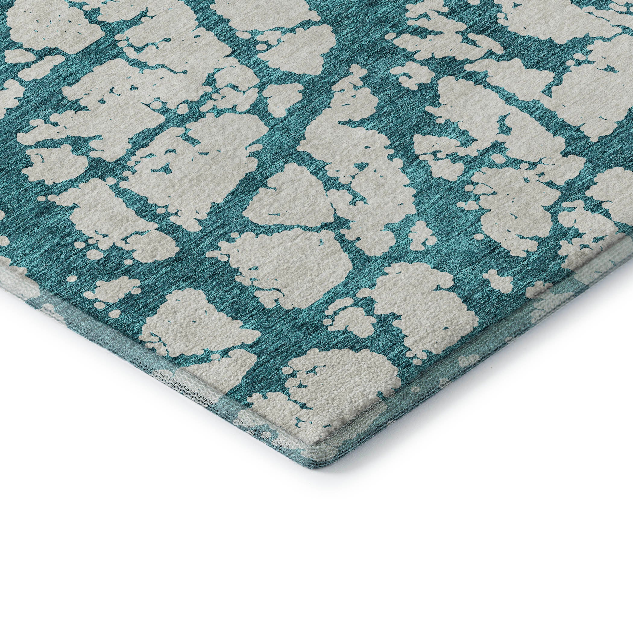 Queenstown Machine Washable Transitional Teal Rug 1'8" x 2'6" #shape_Rectangle