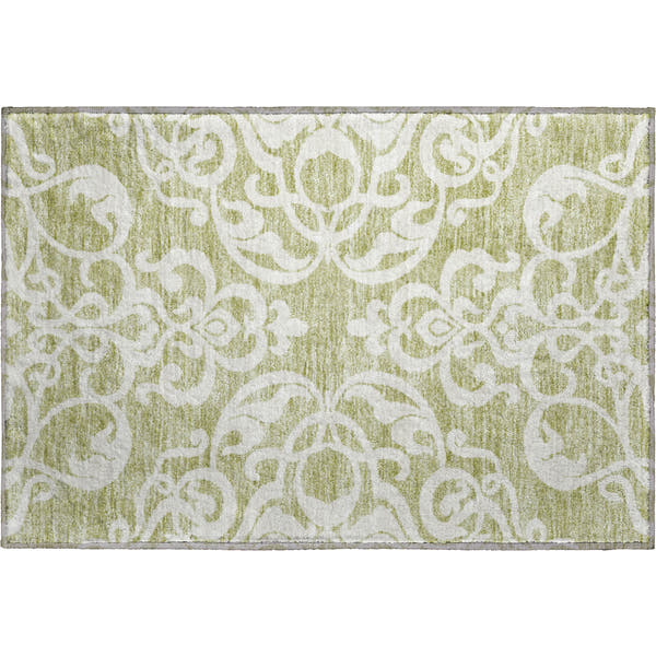 Lisbon Machine Washable Transitional Aloe Green Rug 1'8" x 2'6"