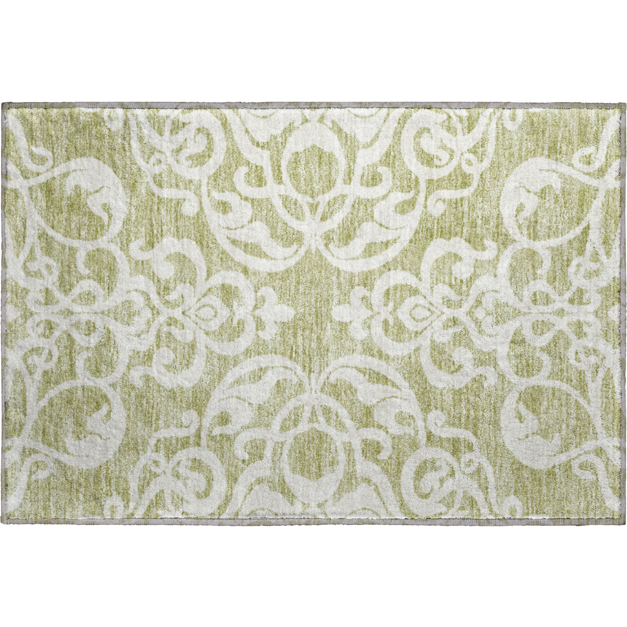 Lisbon Machine Washable Transitional Aloe Green Rug 1'8" x 2'6" #shape_Rectangle