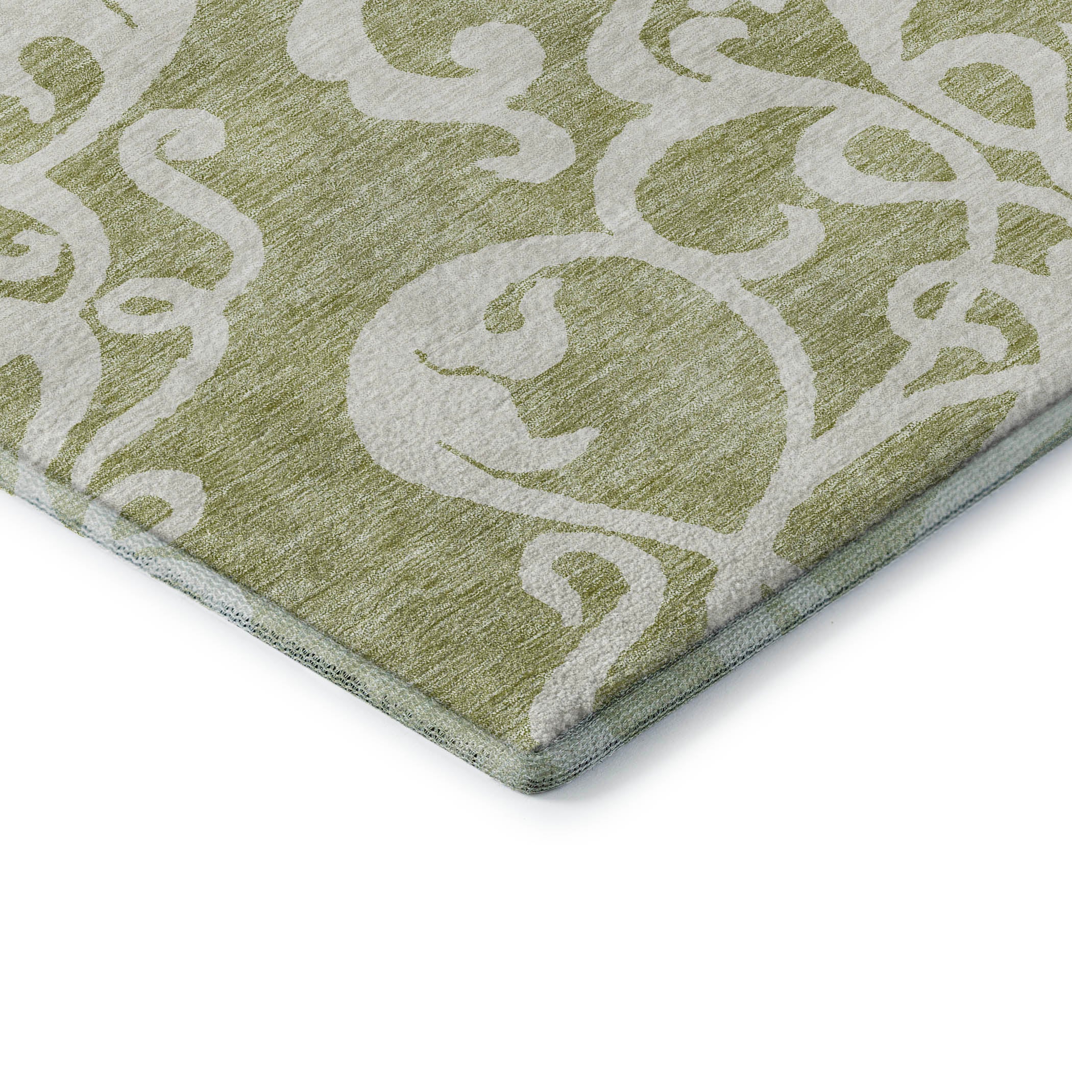 Lisbon Machine Washable Transitional Aloe Green Rug 1'8" x 2'6" #shape_Rectangle