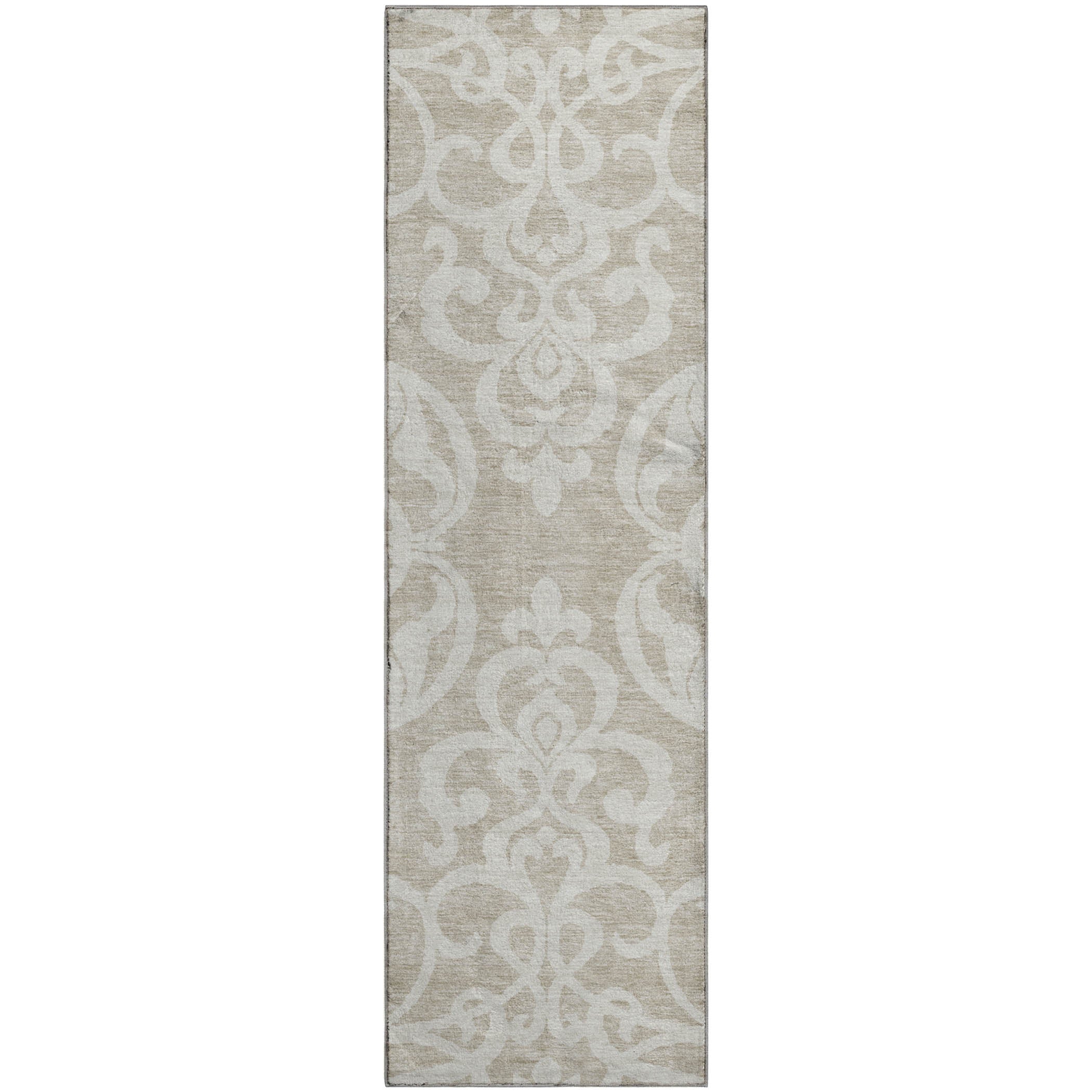 Lisbon Machine Washable Transitional Beige Brown Rug 2'3" x 7'6" #shape_Runner