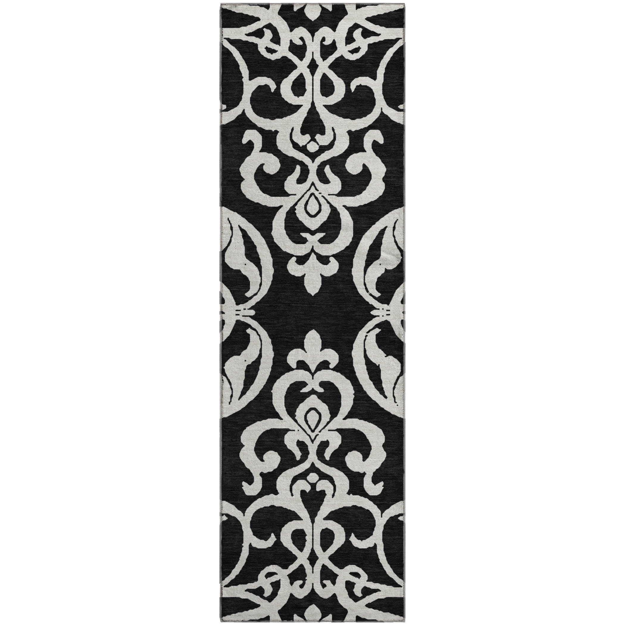 Lisbon Machine Washable Transitional Black Rug 2'3" x 7'6" #shape_Runner