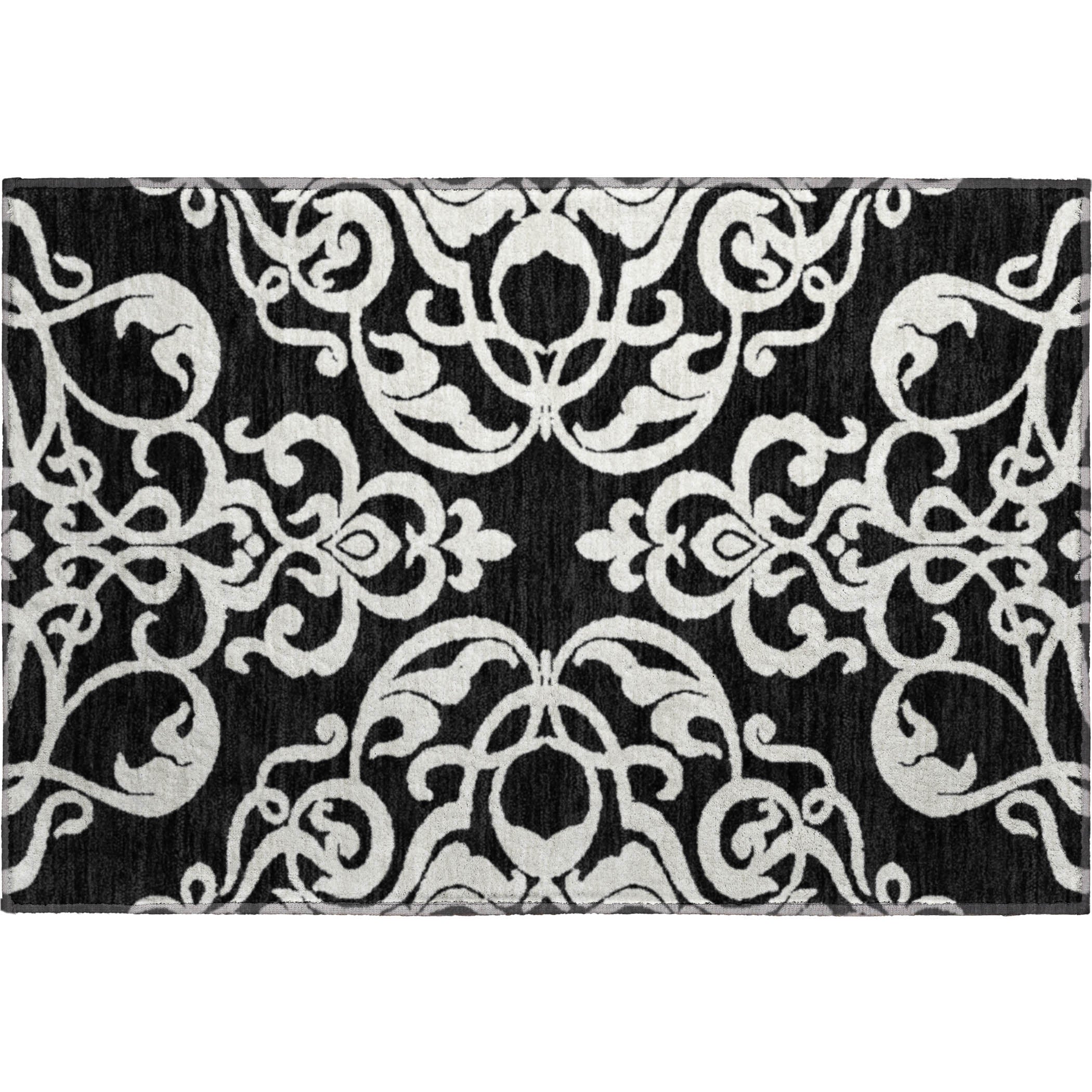 Lisbon Machine Washable Transitional Black Rug 1'8" x 2'6" #shape_Rectangle