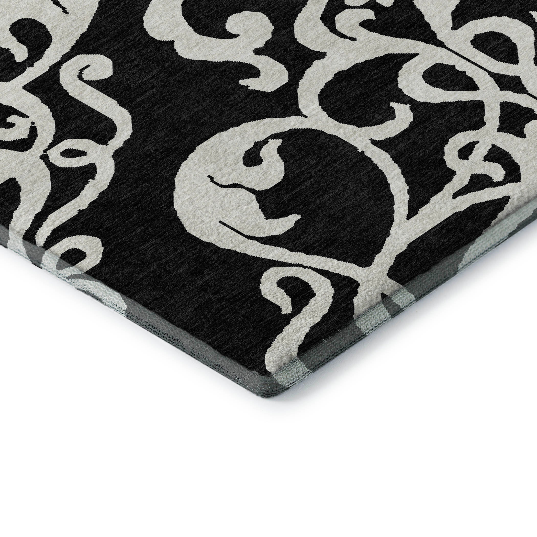 Lisbon Machine Washable Transitional Black Rug 1'8" x 2'6" #shape_Rectangle