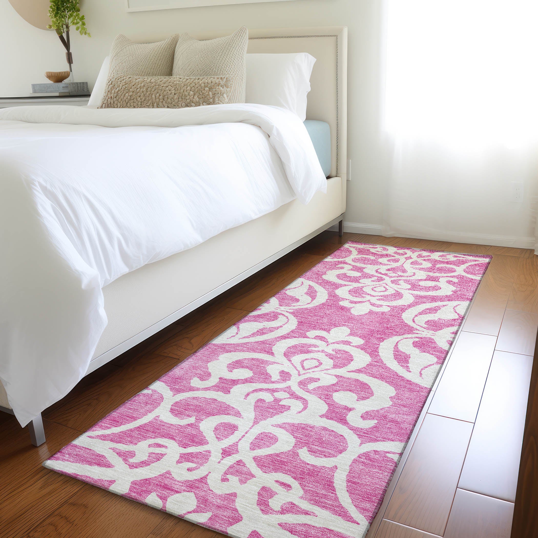 Lisbon Machine Washable Transitional Blush Pink Rug 2'3" x 7'6" #shape_Runner