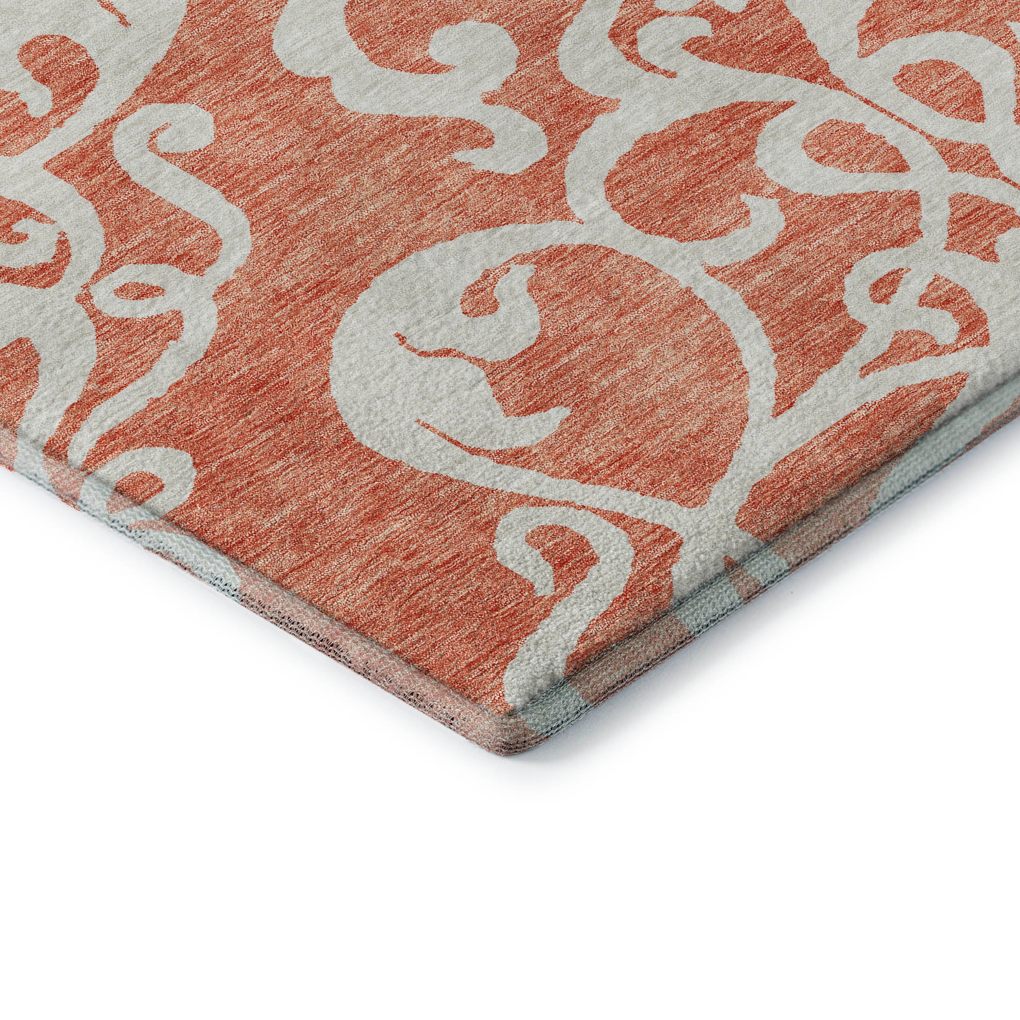 Lisbon Machine Washable Transitional Coral Orange Rug 1'8" x 2'6" #shape_Rectangle