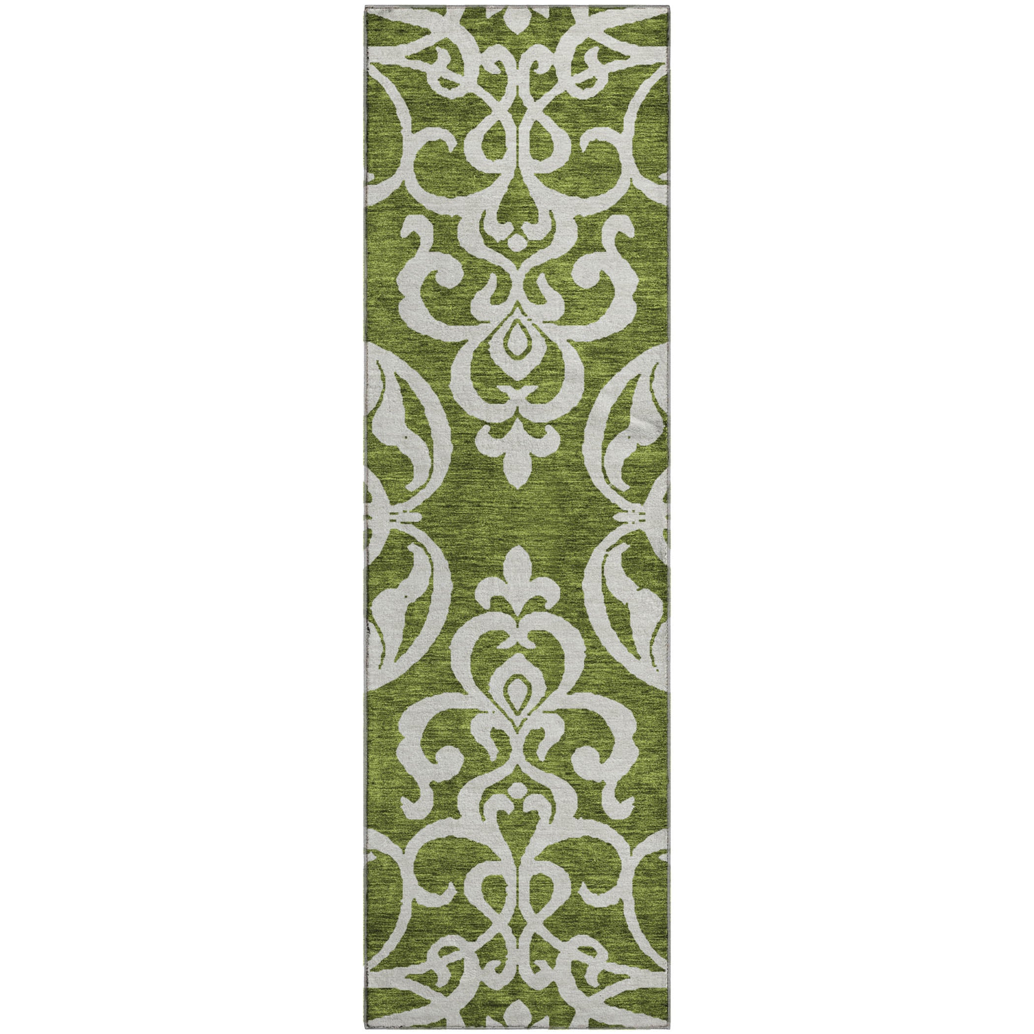 Lisbon Machine Washable Transitional Green Rug 2'3" x 7'6" #shape_Runner