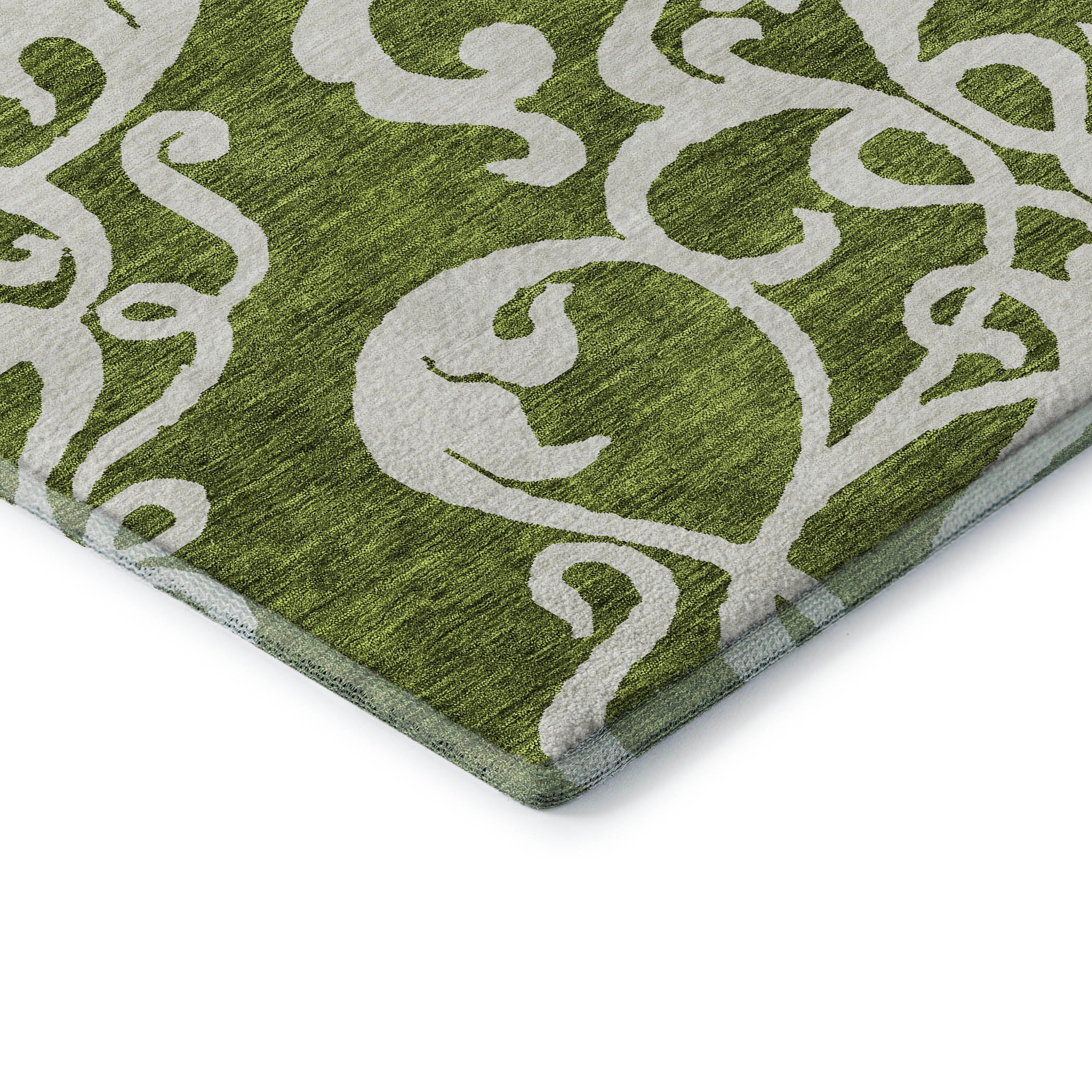 Lisbon Machine Washable Transitional Green Rug 1'8" x 2'6" #shape_Rectangle