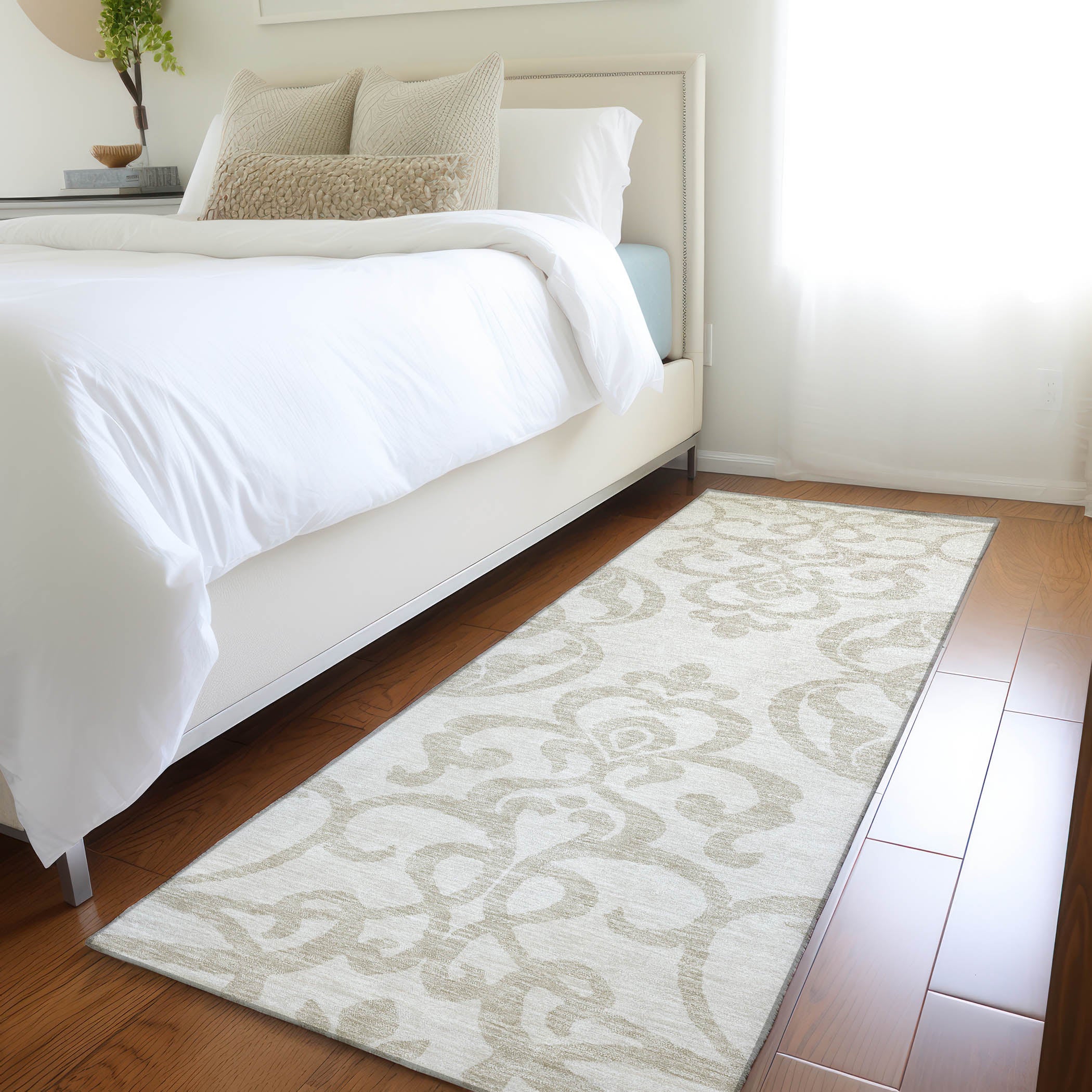 Lisbon Machine Washable Transitional Ivory Rug 2'3" x 7'6" #shape_Runner