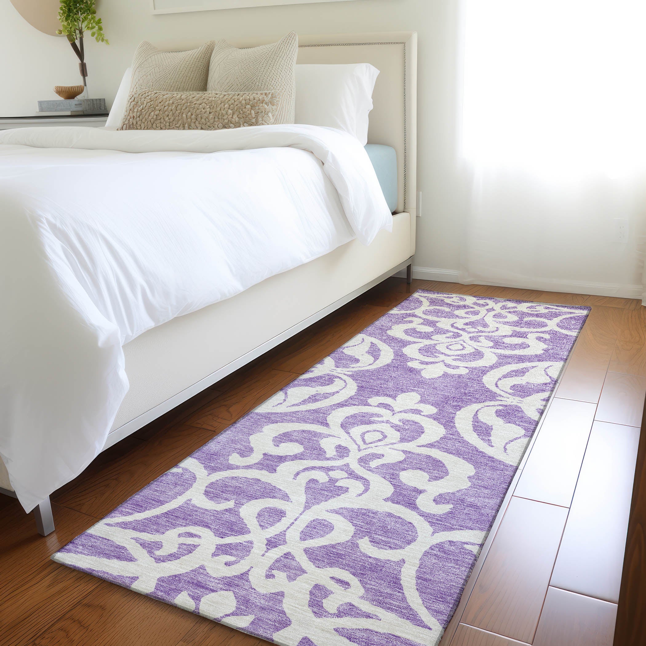 Lisbon Machine Washable Transitional Purple Rug 2'3" x 7'6" #shape_Runner