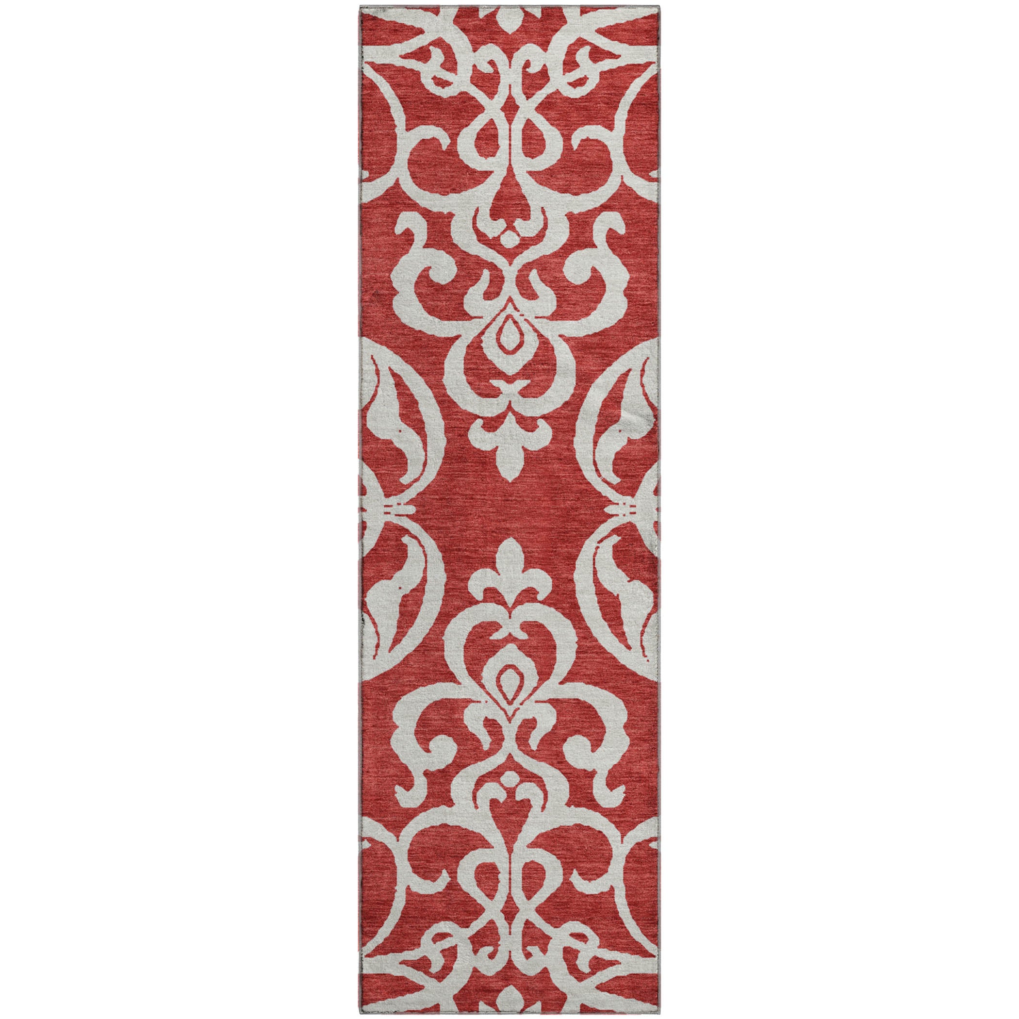Lisbon Machine Washable Transitional Red Rug 2'3" x 7'6" #shape_Runner