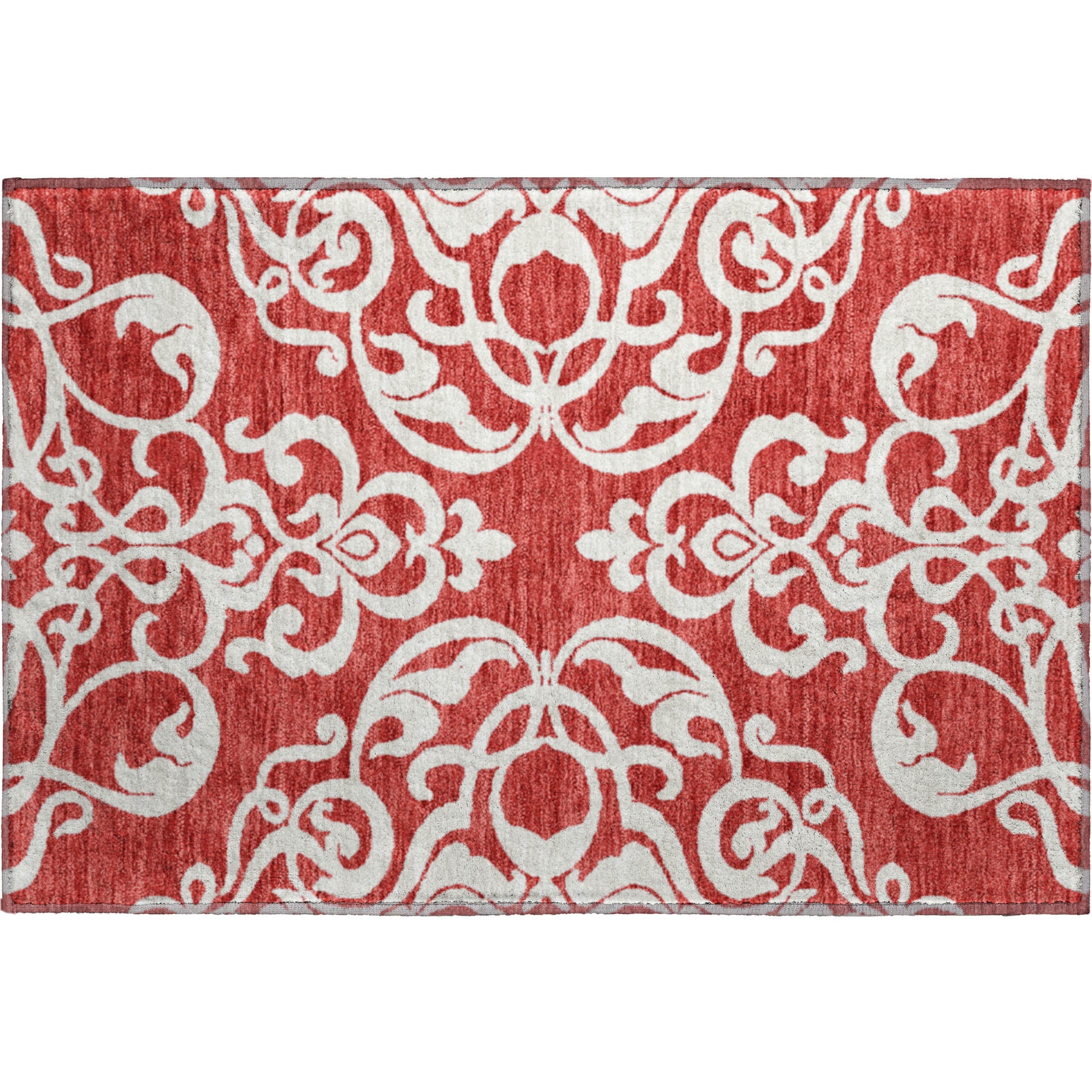 Lisbon Machine Washable Transitional Red Rug 1'8" x 2'6" #shape_Rectangle