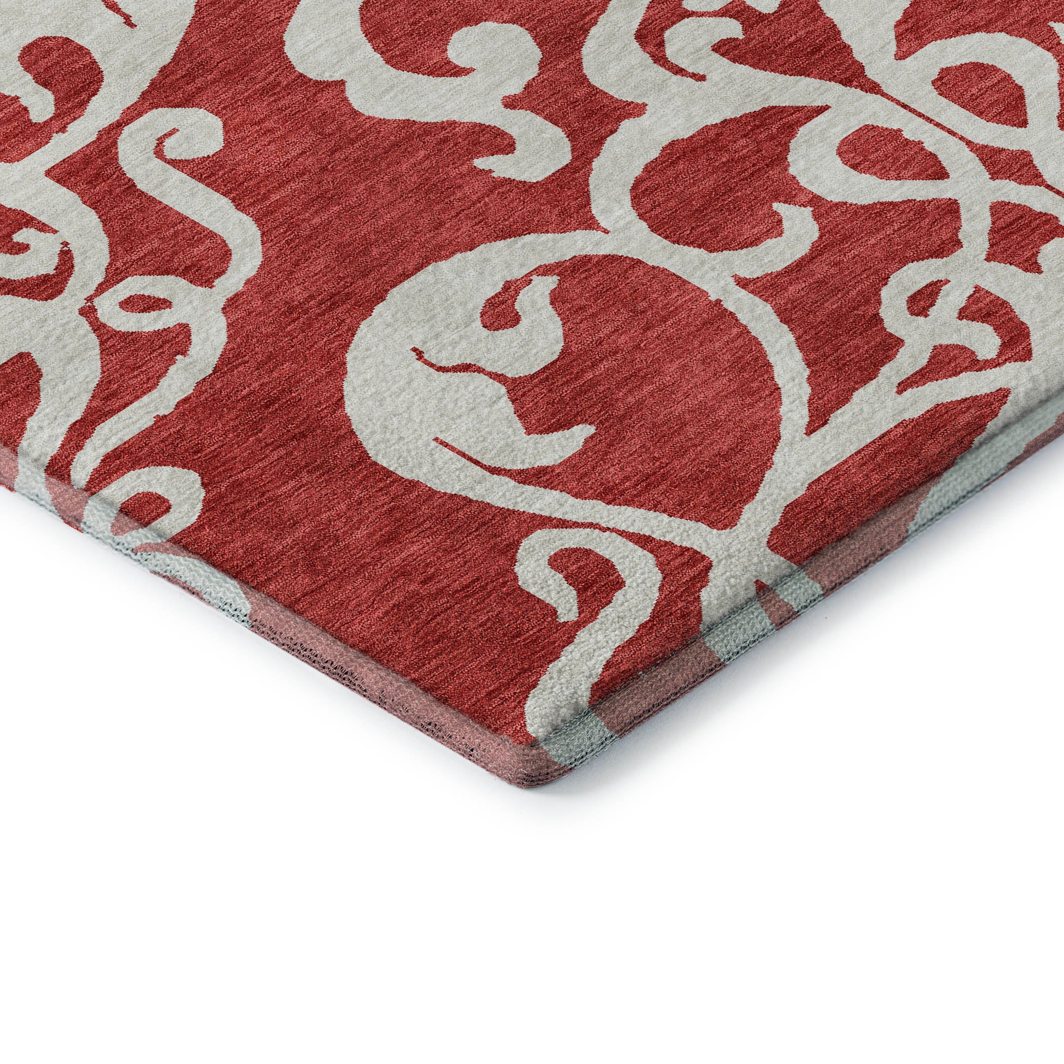 Lisbon Machine Washable Transitional Red Rug 1'8" x 2'6" #shape_Rectangle