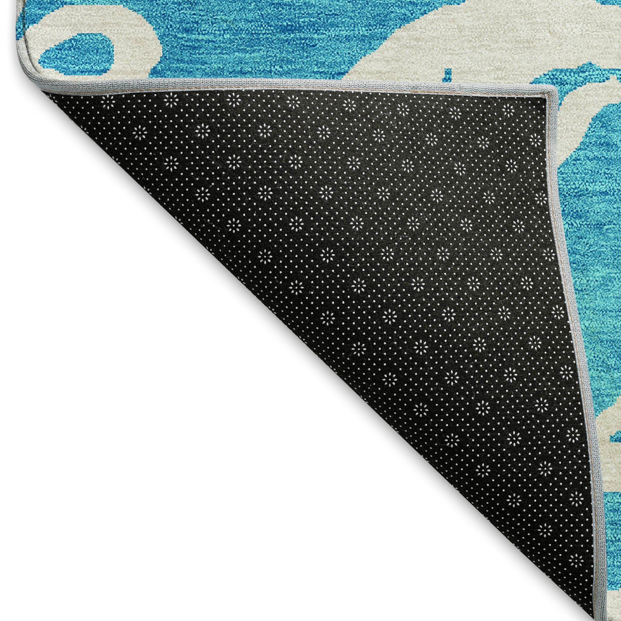 Lisbon Machine Washable Transitional Turquoise Teal Rug 1'8" x 2'6" #shape_Rectangle