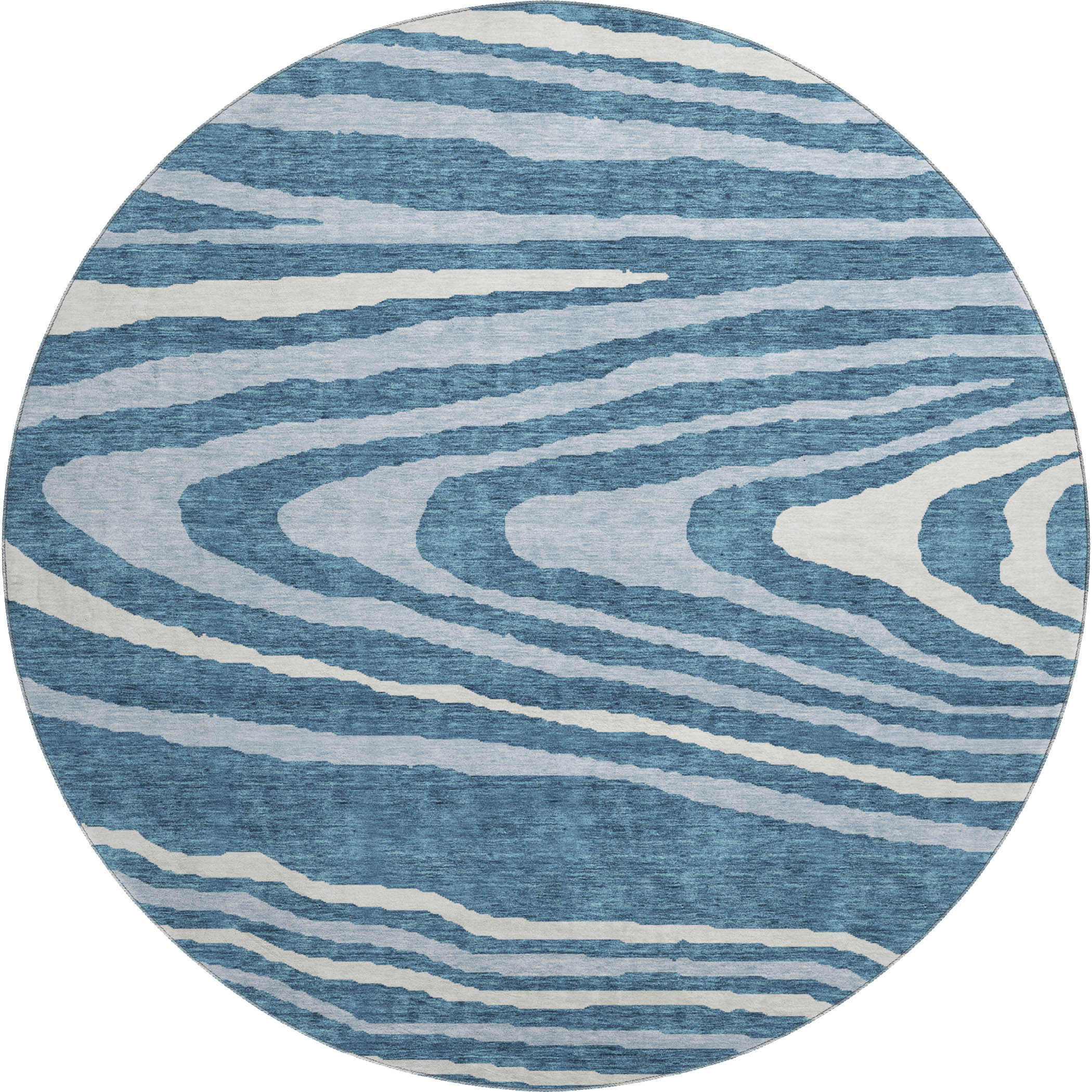 Queenstown Machine Washable Transitional Navy Blue Rug 8' x 8' #shape_Round