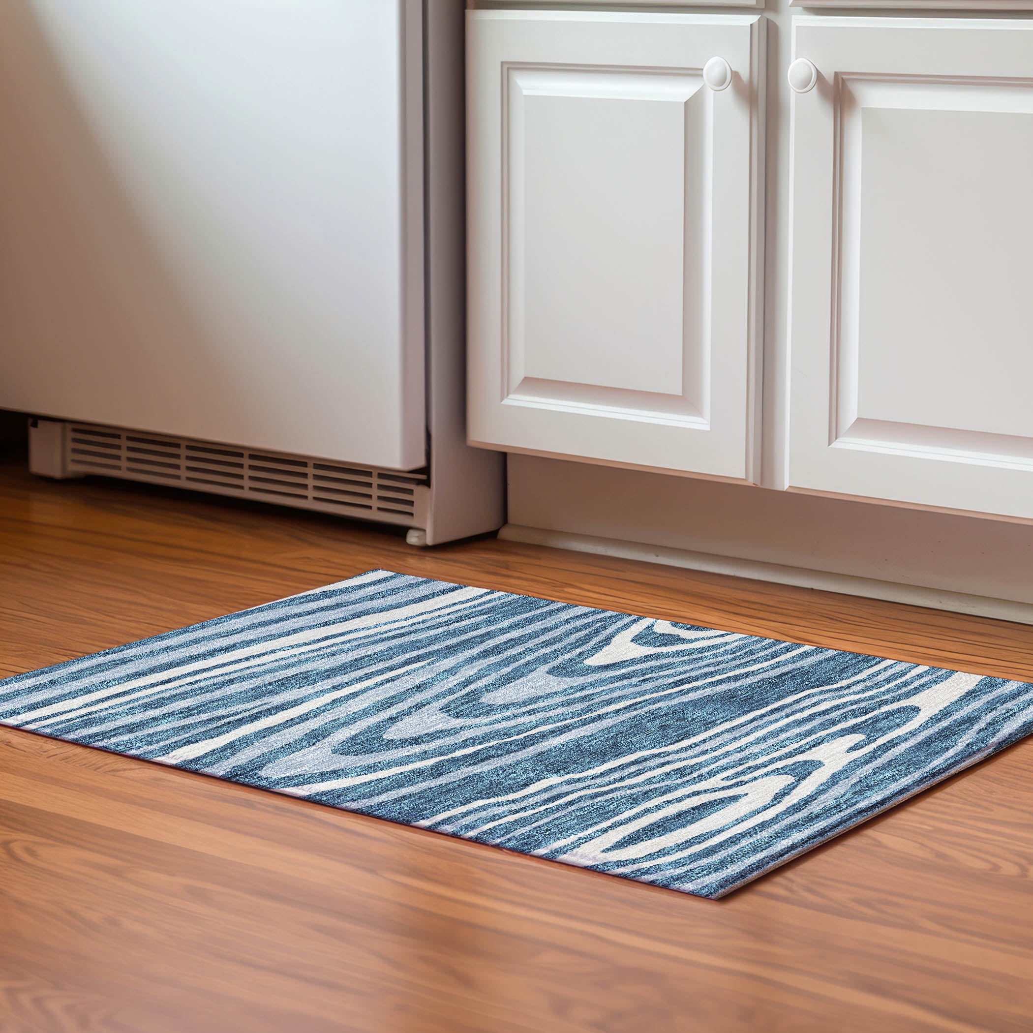 Queenstown Machine Washable Transitional Navy Blue Rug 1'8" x 2'6" #shape_Rectangle