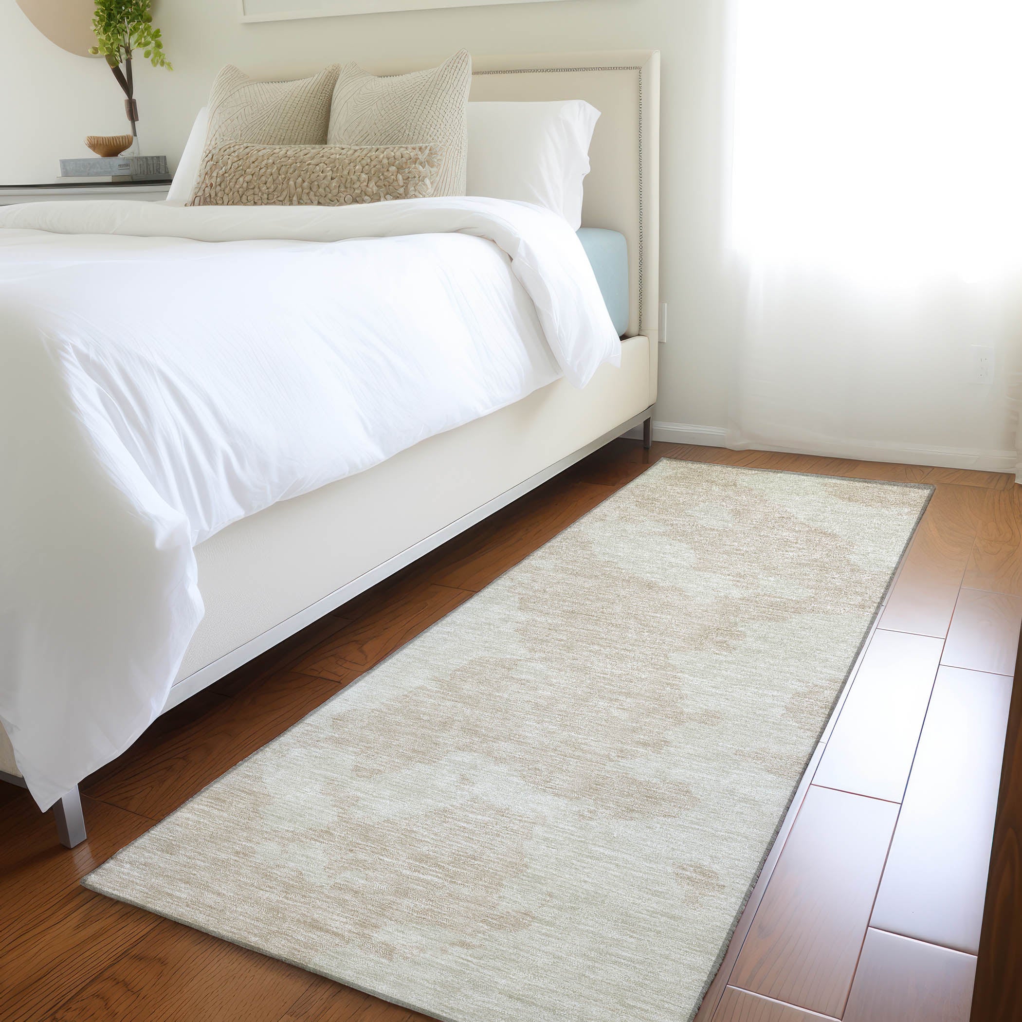 Lima Machine Washable Transitional Beige Brown Rug 2'3" x 7'6" #shape_Runner