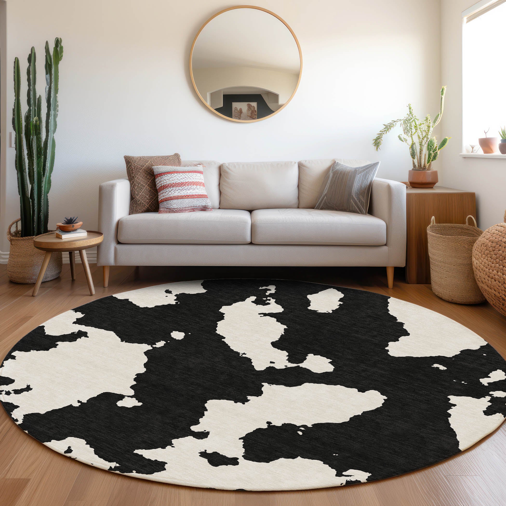 Lima Machine Washable Transitional Black Rug 8' x 8' #shape_Round