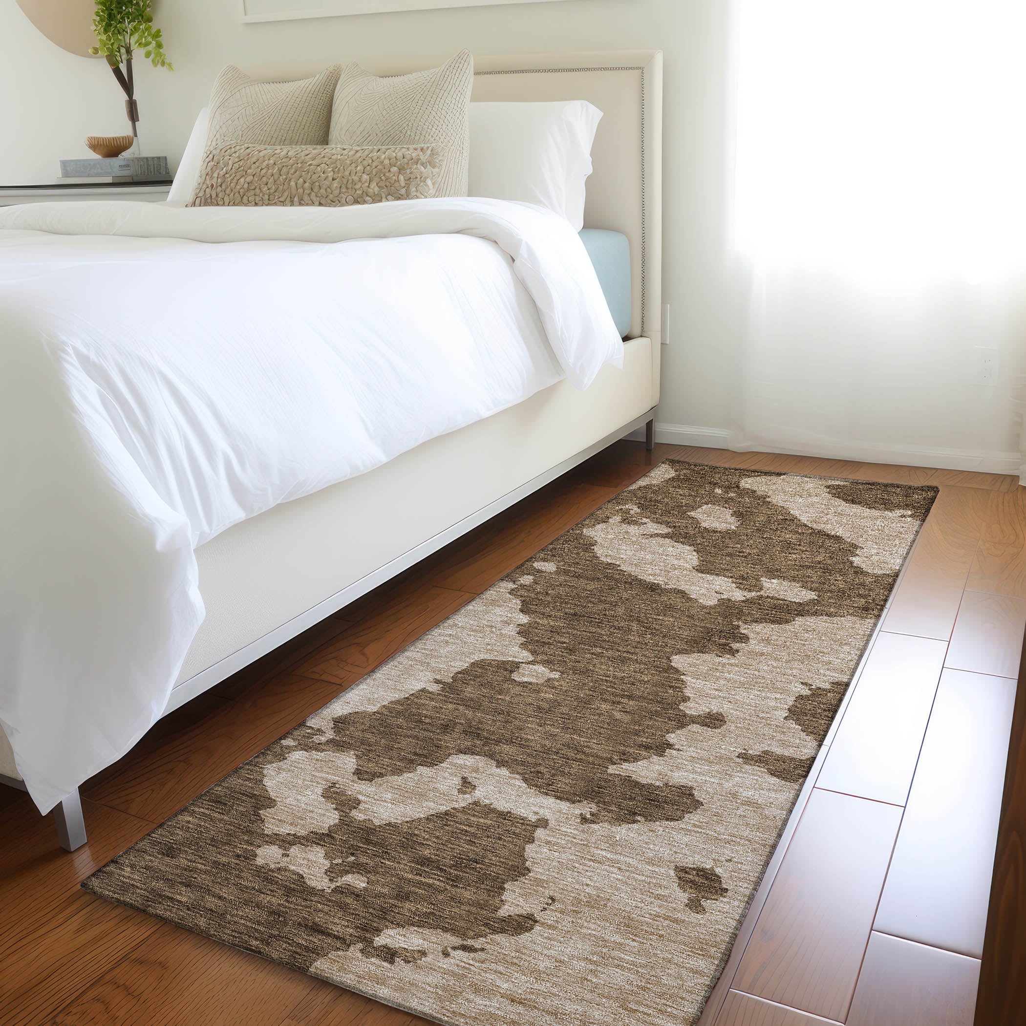 Lima Machine Washable Transitional Brown Rug 2'3" x 7'6" #shape_Runner