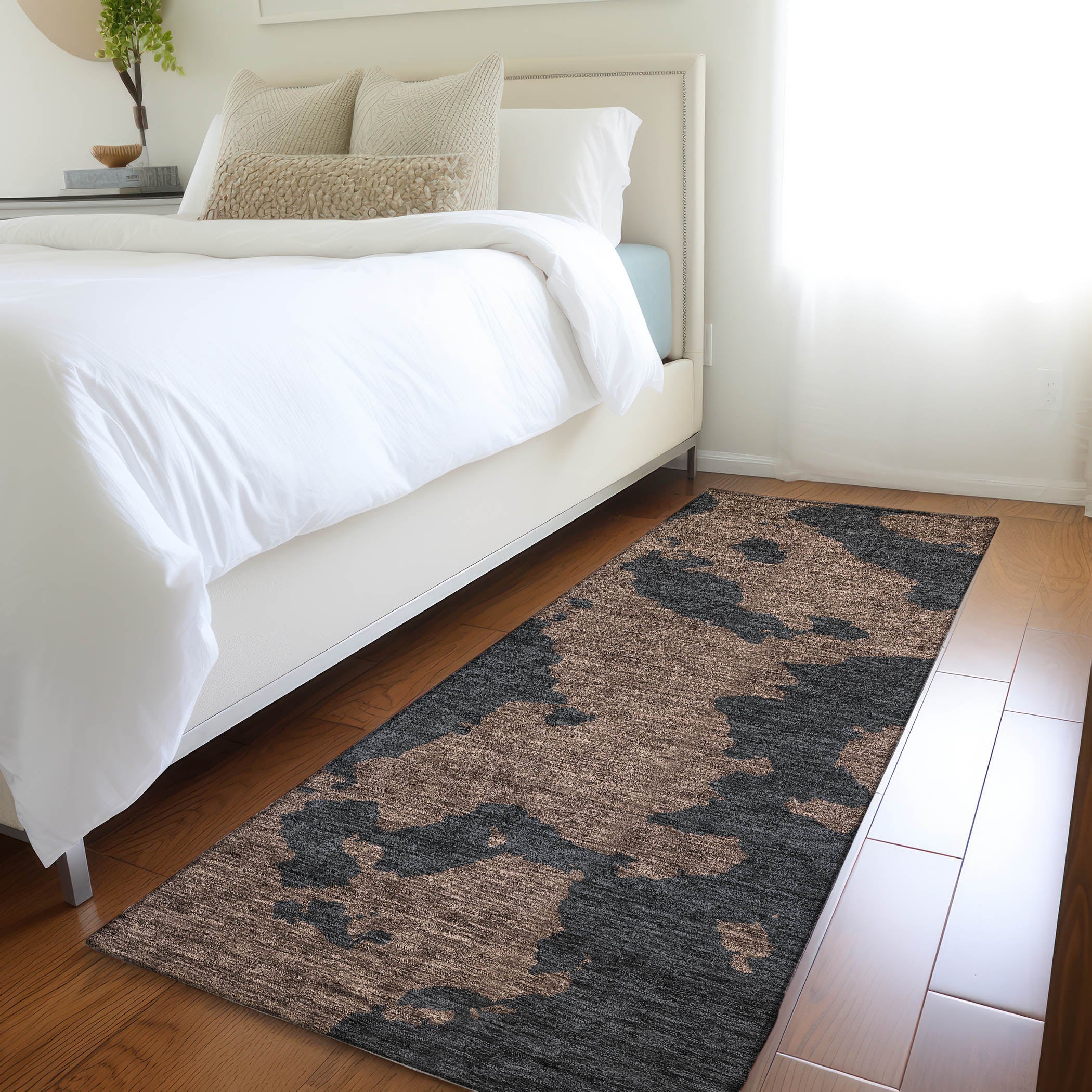 Lima Machine Washable Transitional Chocolate Brown Rug 2'3" x 7'6" #shape_Runner