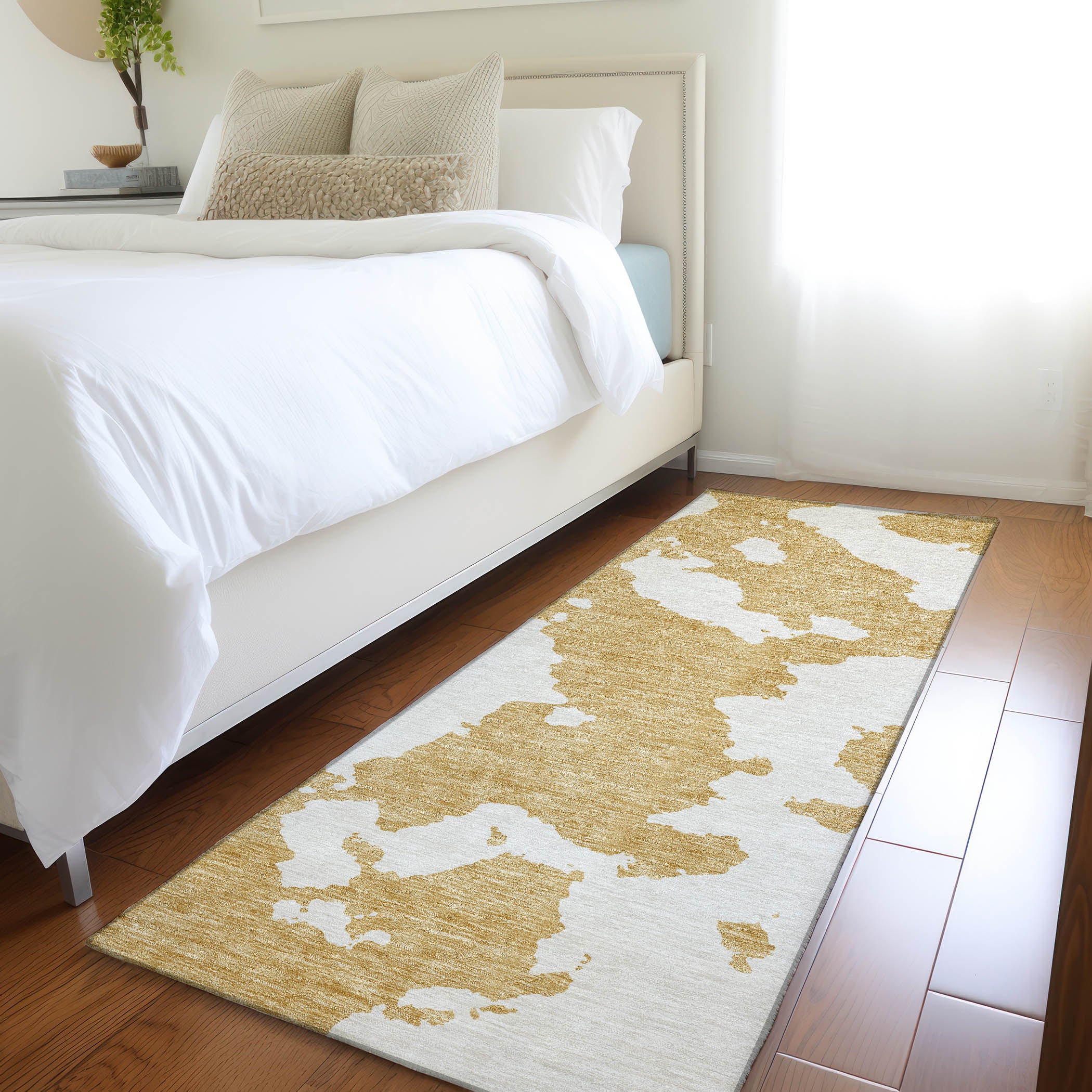 Lima Machine Washable Transitional Gold Rug 2'3" x 7'6" #shape_Runner