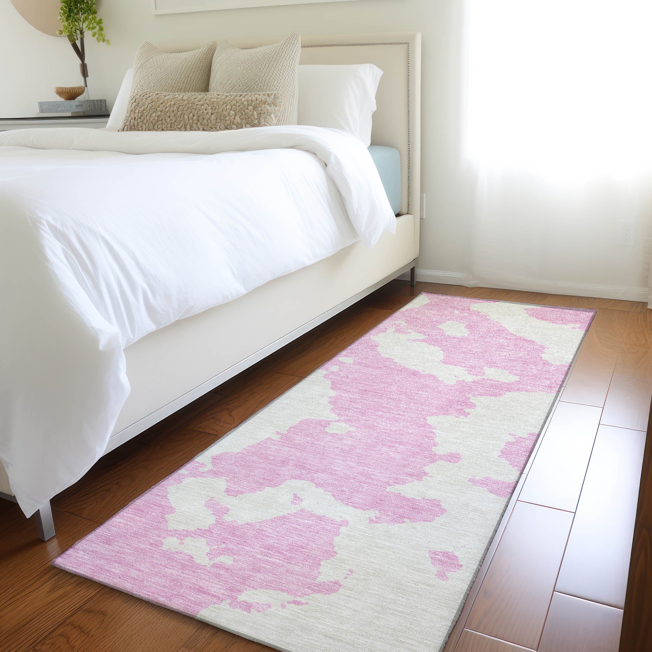 Lima Machine Washable Transitional Pink Rug 2'3" x 7'6" #shape_Runner