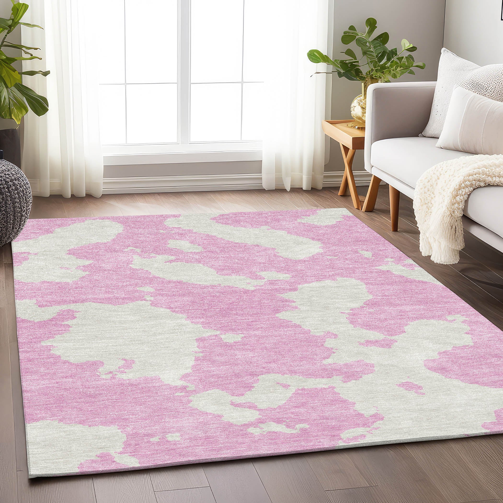 Lima Machine Washable Transitional Pink Rug 2'6" x 3'10" #shape_Rectangle